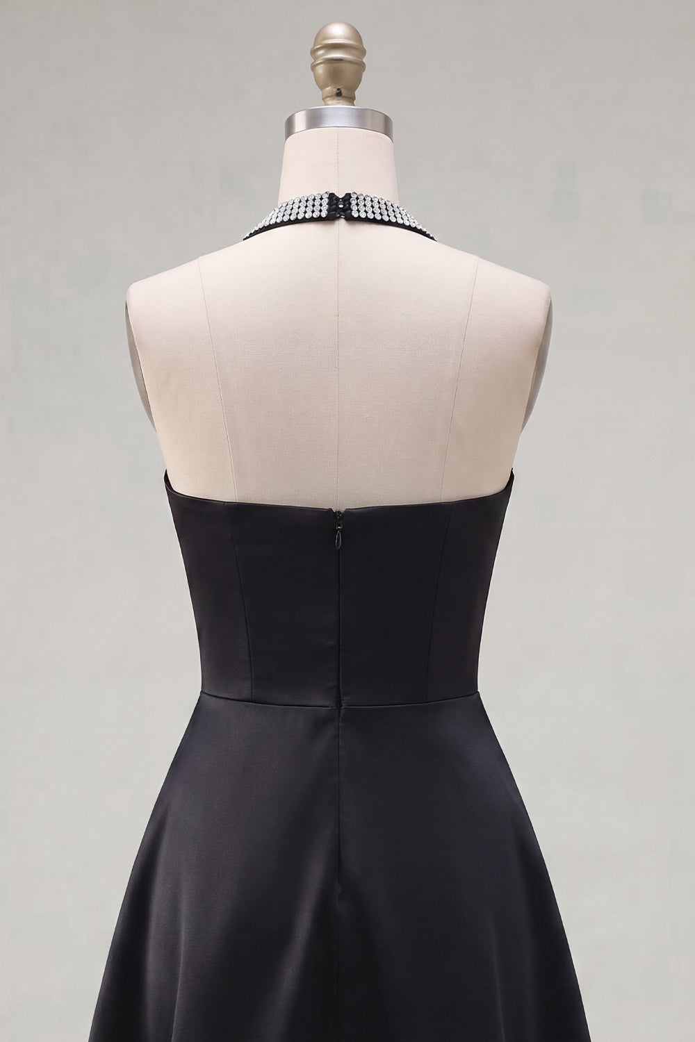 Black Halter A Line Short Homecoming Dress with Beading