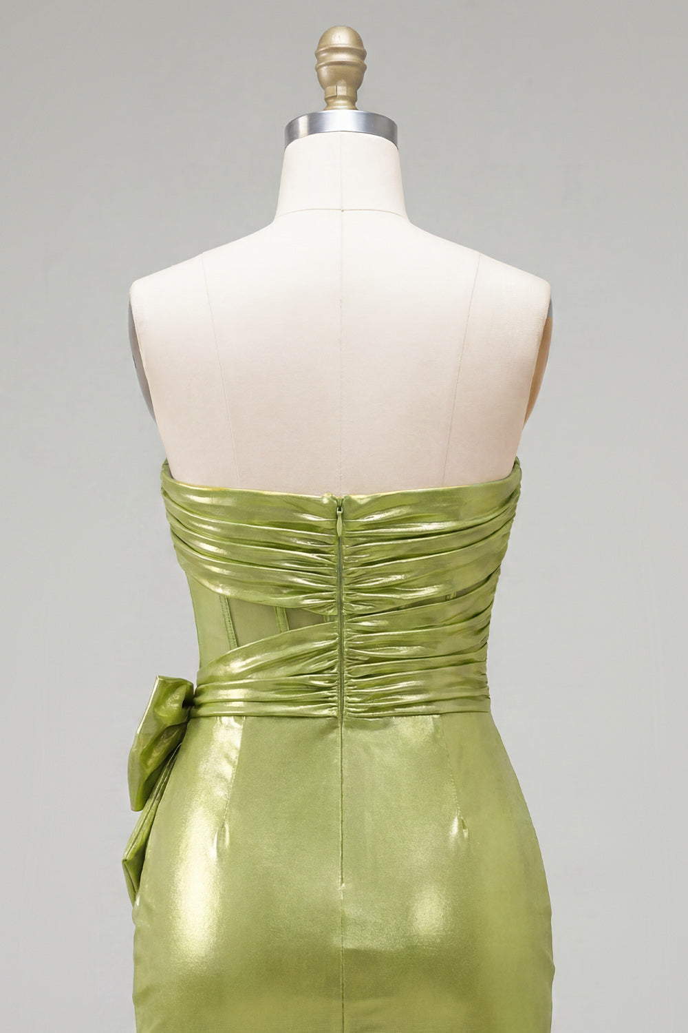 Green Ruched Corset Short Tight Strapless Homecoming Dress with 3D Flowers