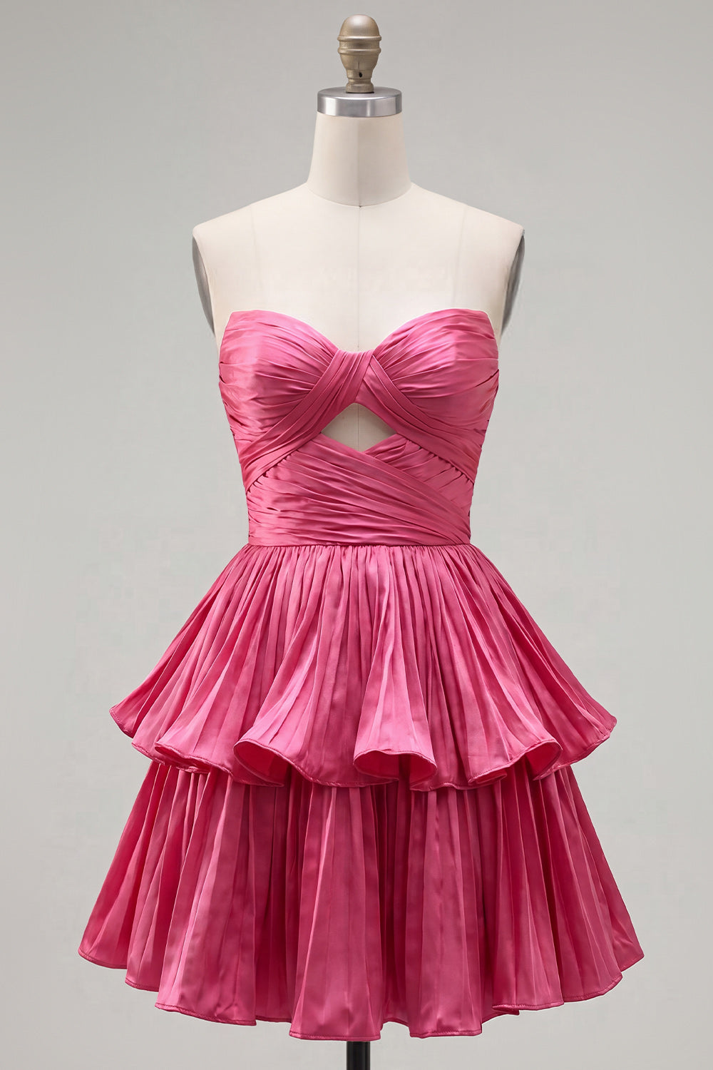 Green Sweetheart Pleated A-Line Tiered Short 80s Homecoming Dress