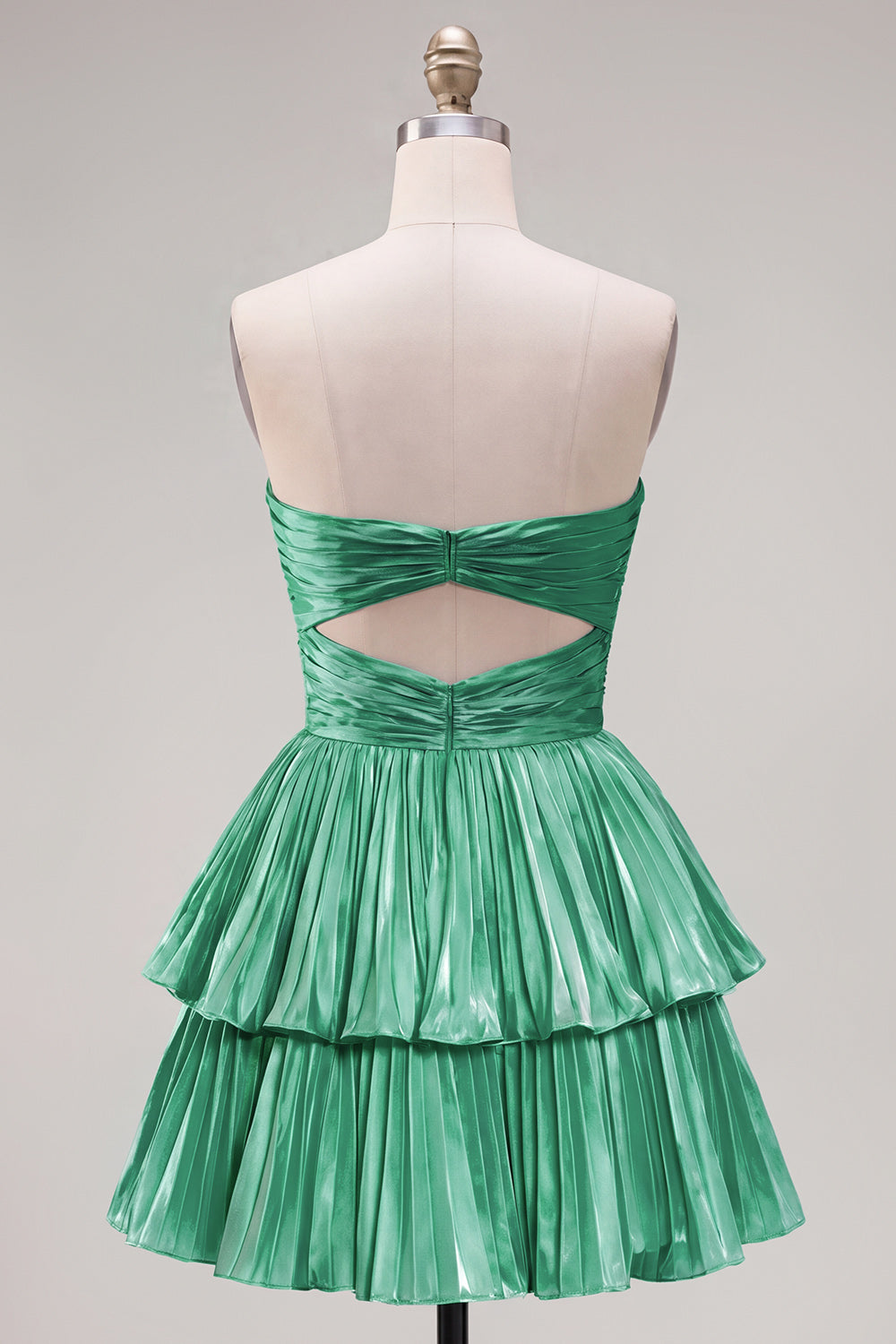 Green Sweetheart Pleated A-Line Tiered Short 80s Homecoming Dress