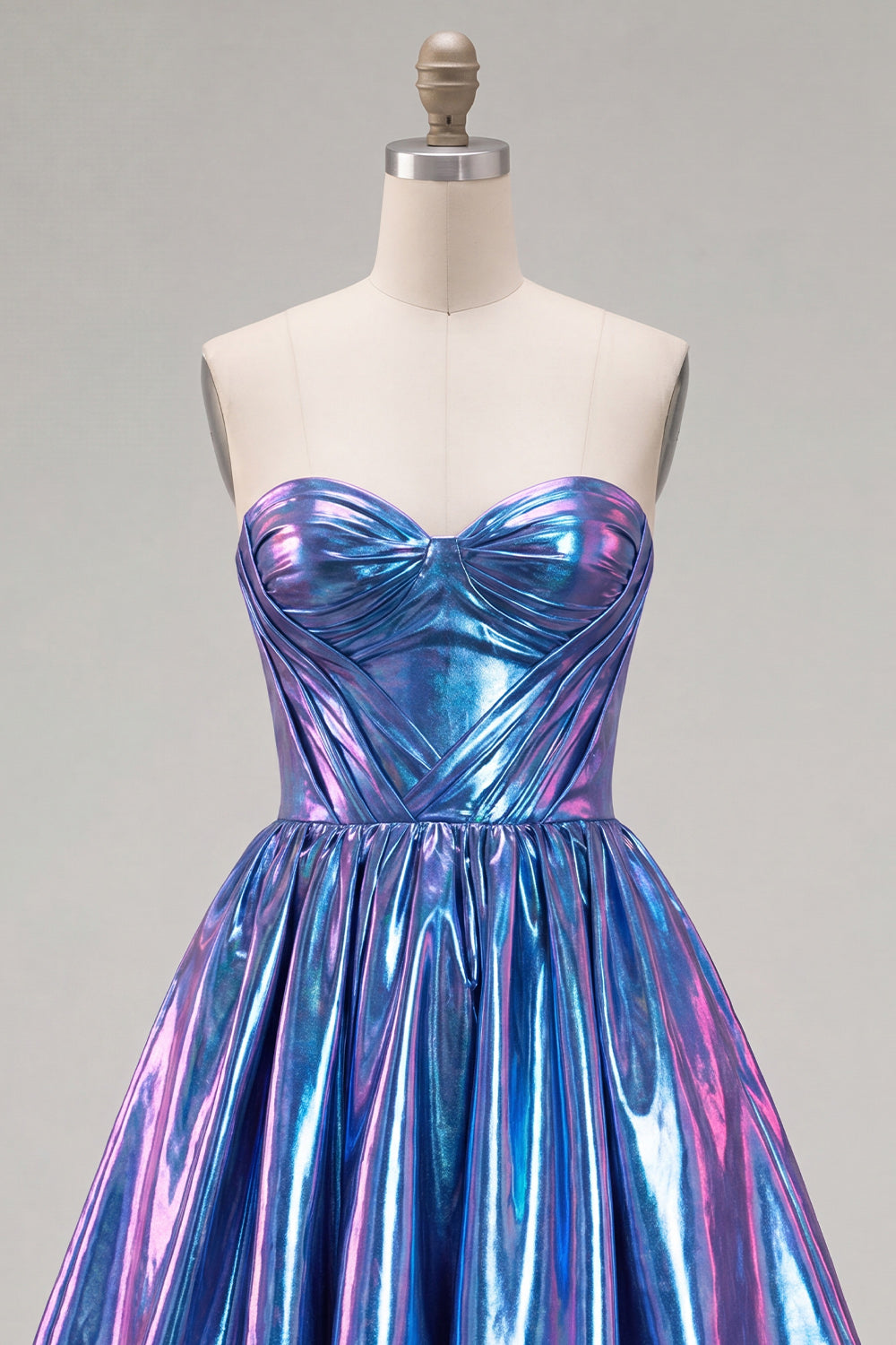Fuchsia Ruched Metallic High-Low 80s Homecoming Dress with Pockets