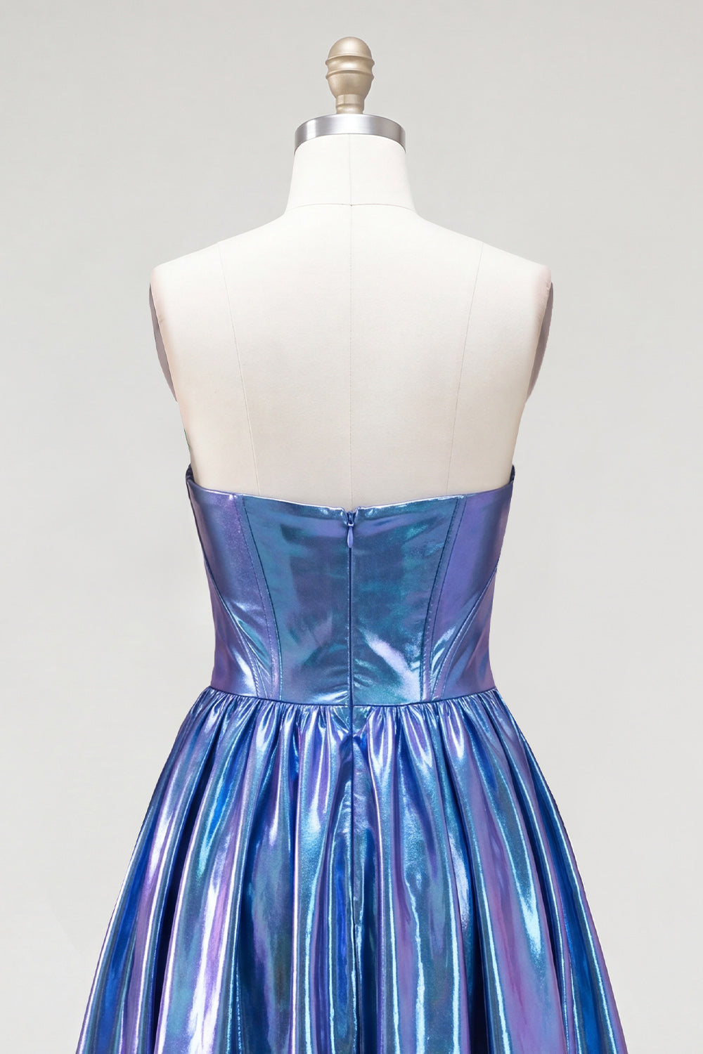 Fuchsia Ruched Metallic High-Low 80s Homecoming Dress with Pockets