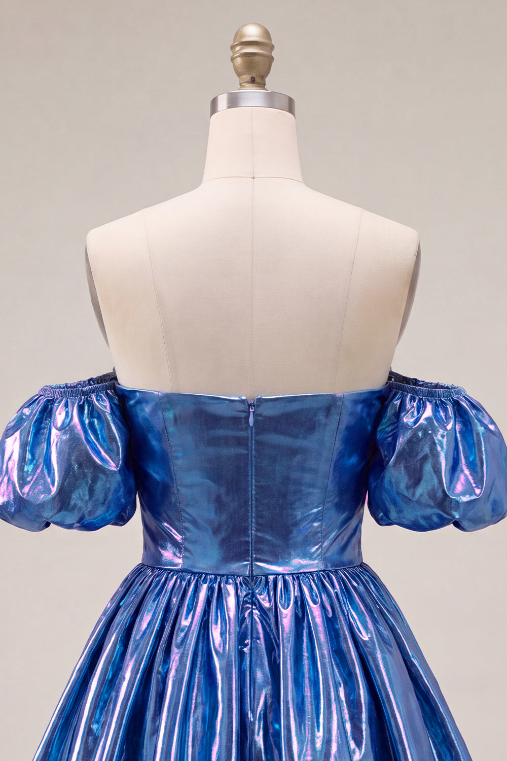 Fuchsia Metallic A-Line Short 80s Homecoming Dress with Sleeves