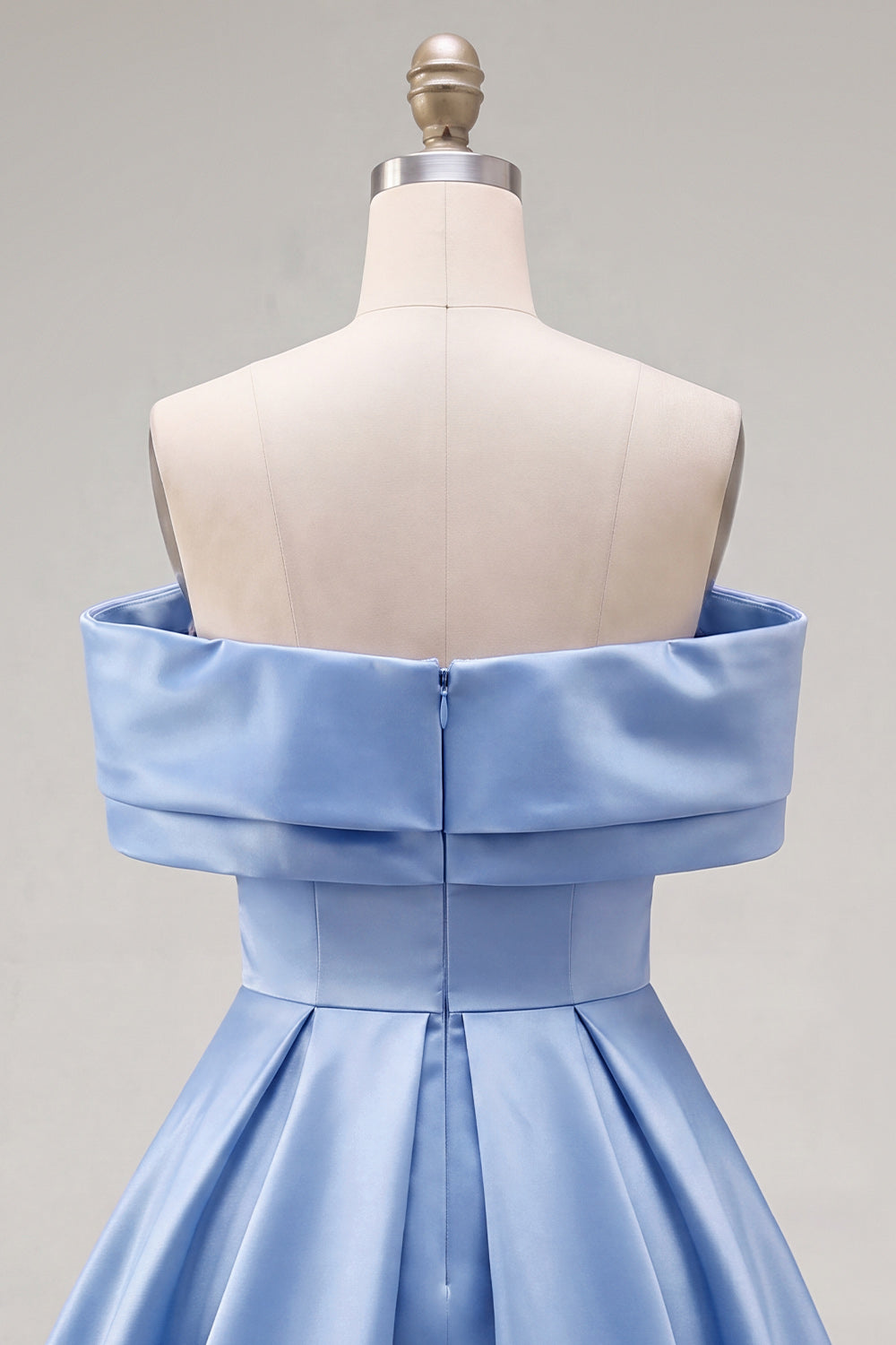 Mint Satin Off The Shoulder A-Line Short 80s Homecoming Dress