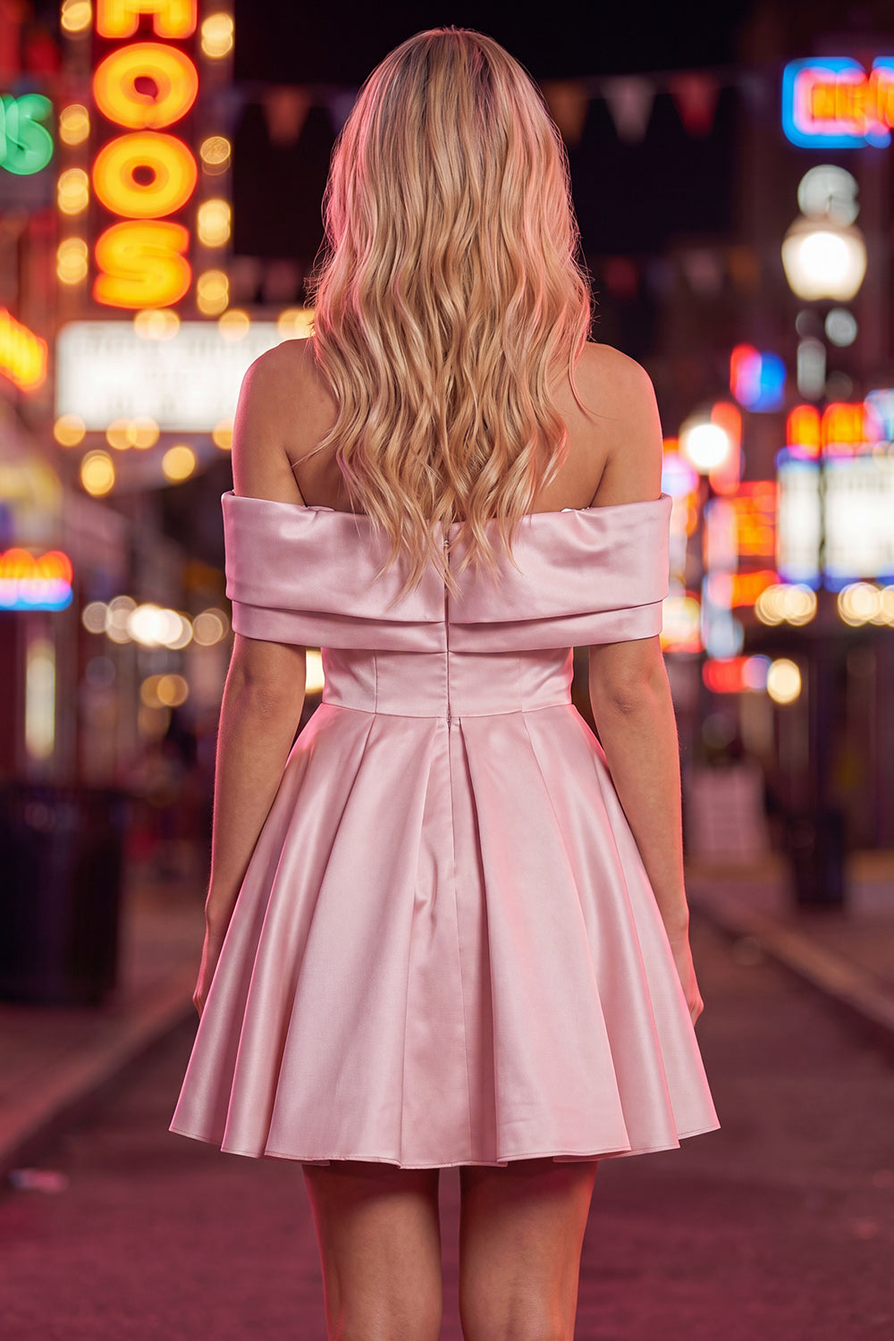 Mint Satin Off The Shoulder A-Line Short 80s Homecoming Dress