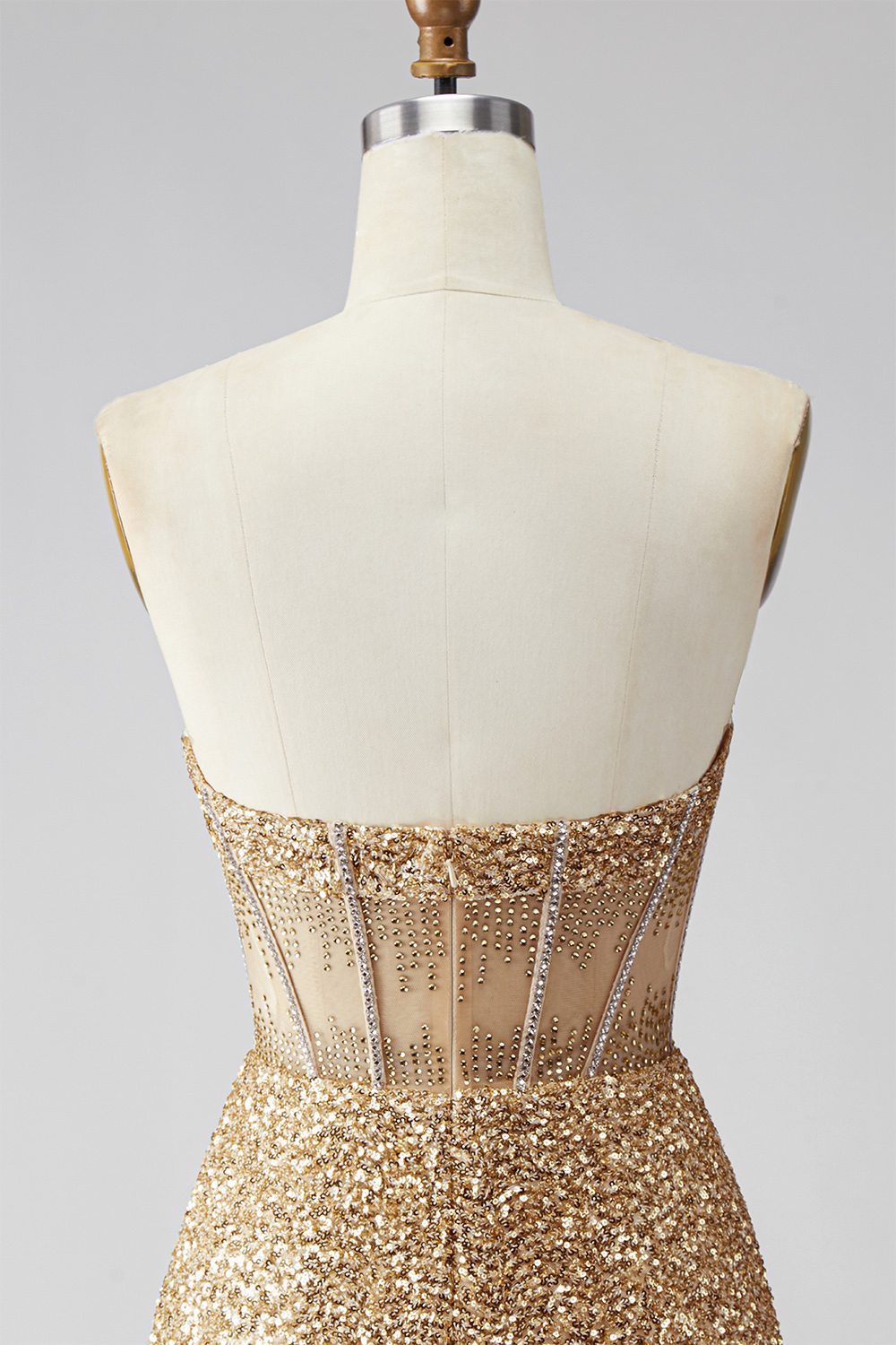 Sparkly Sequin Corset Tight Golden Short Homecoming Dress