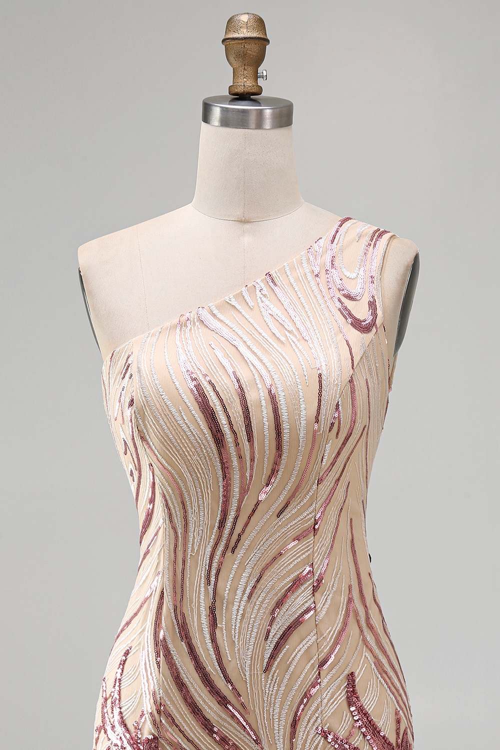 Sparkly Gold and Pink Floral Short Tight Sequin Homecoming Dress