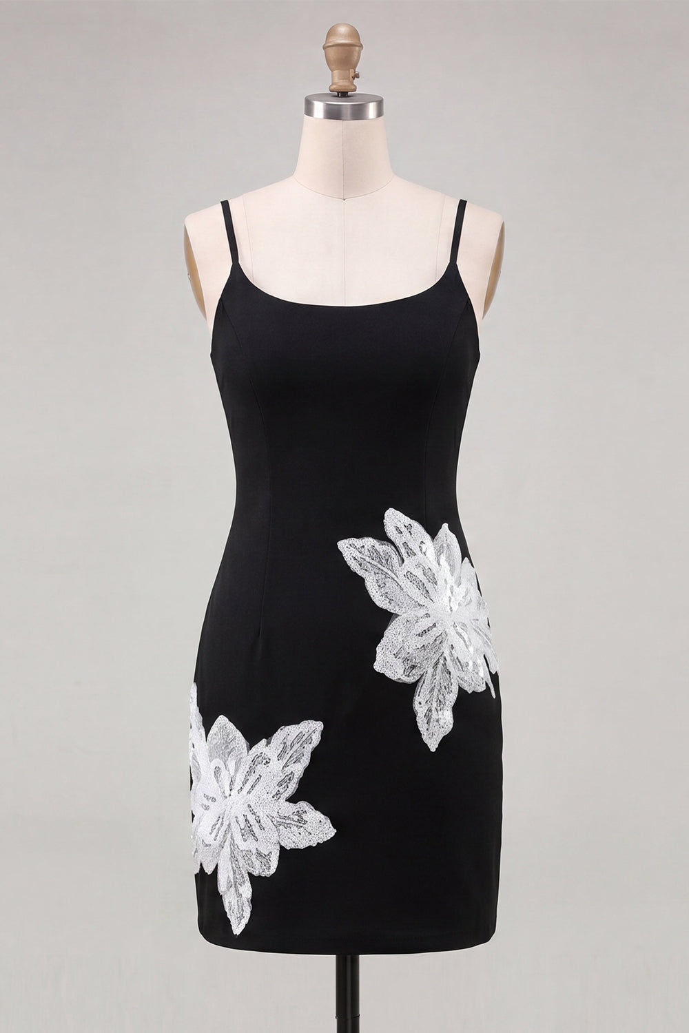 Red Floral Scoop Neck Tight Short Homecoming Dress