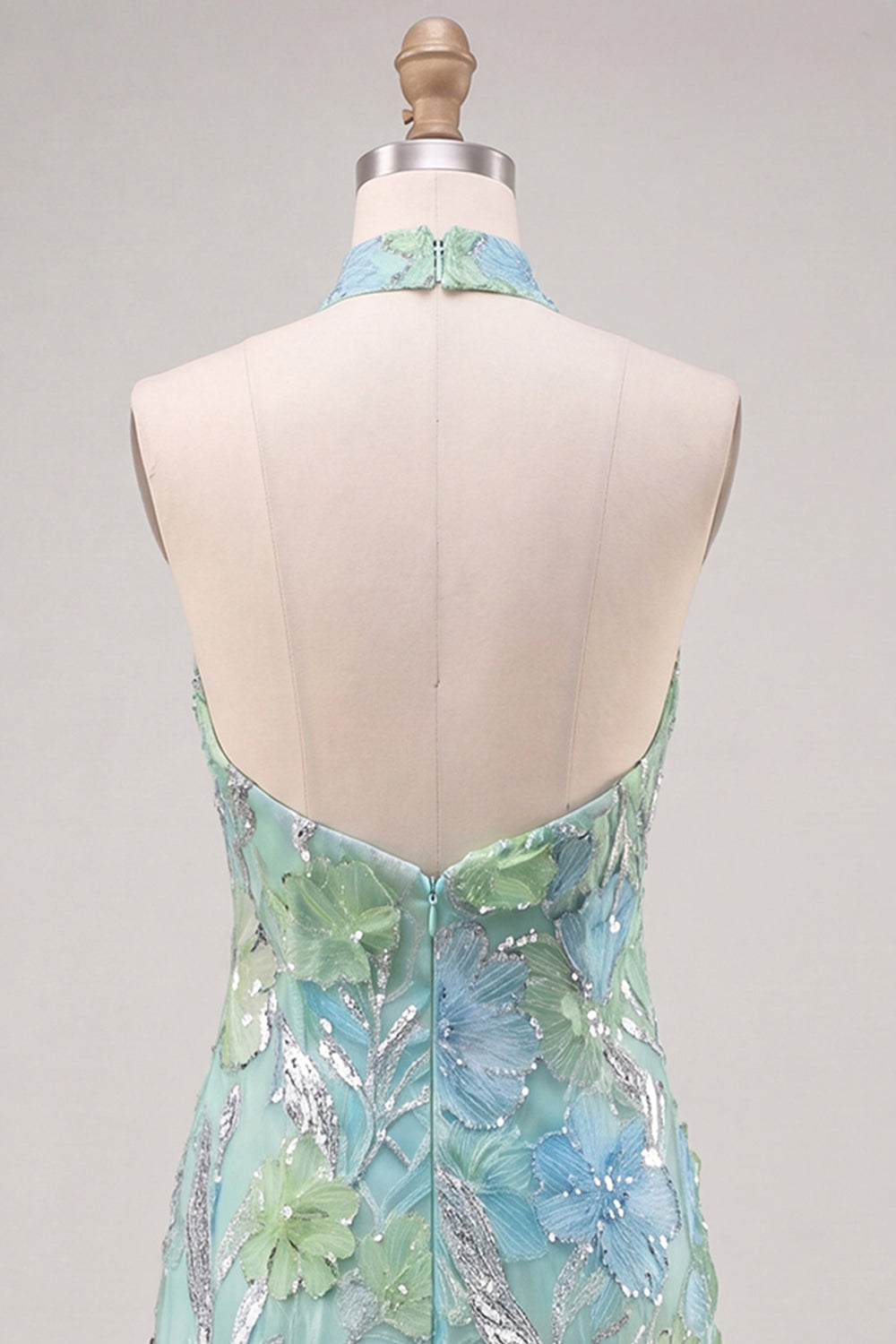 Sparkly Mint Green Floral Sequin Tight Short Homecoming Dress