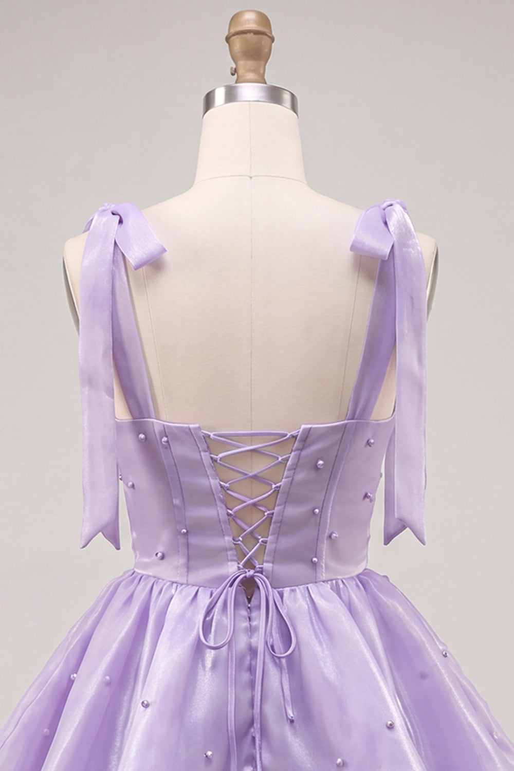 Lilac Tiered Ruffled Short A-Line Beaded Homecoming Dress