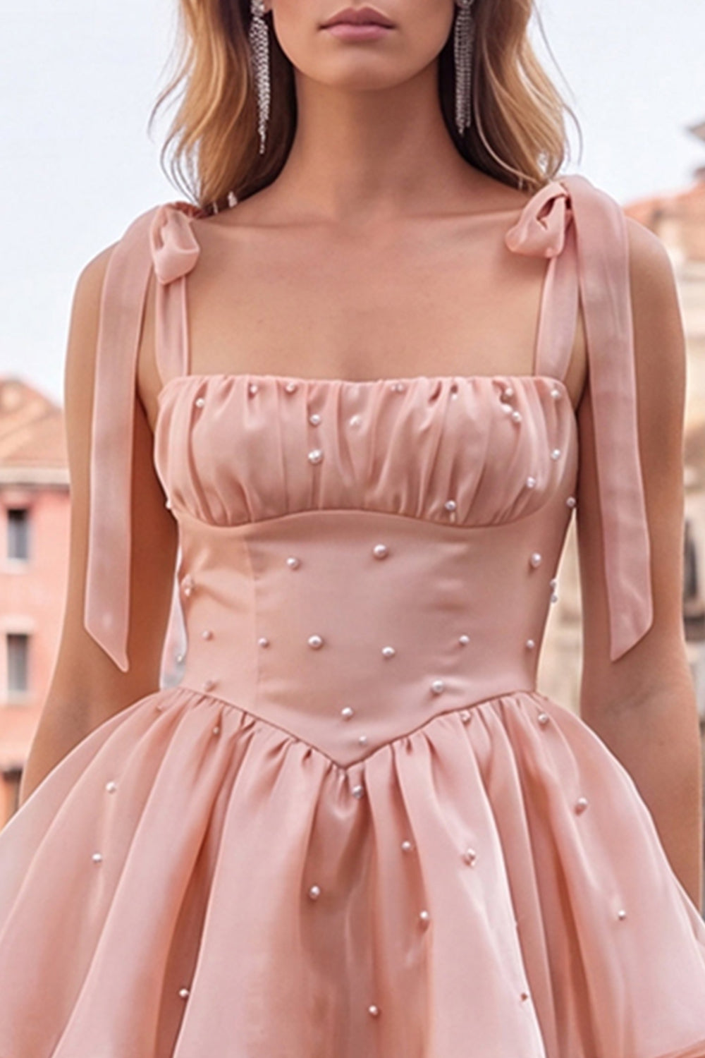Lilac Tiered Ruffled Short A-Line Beaded Homecoming Dress