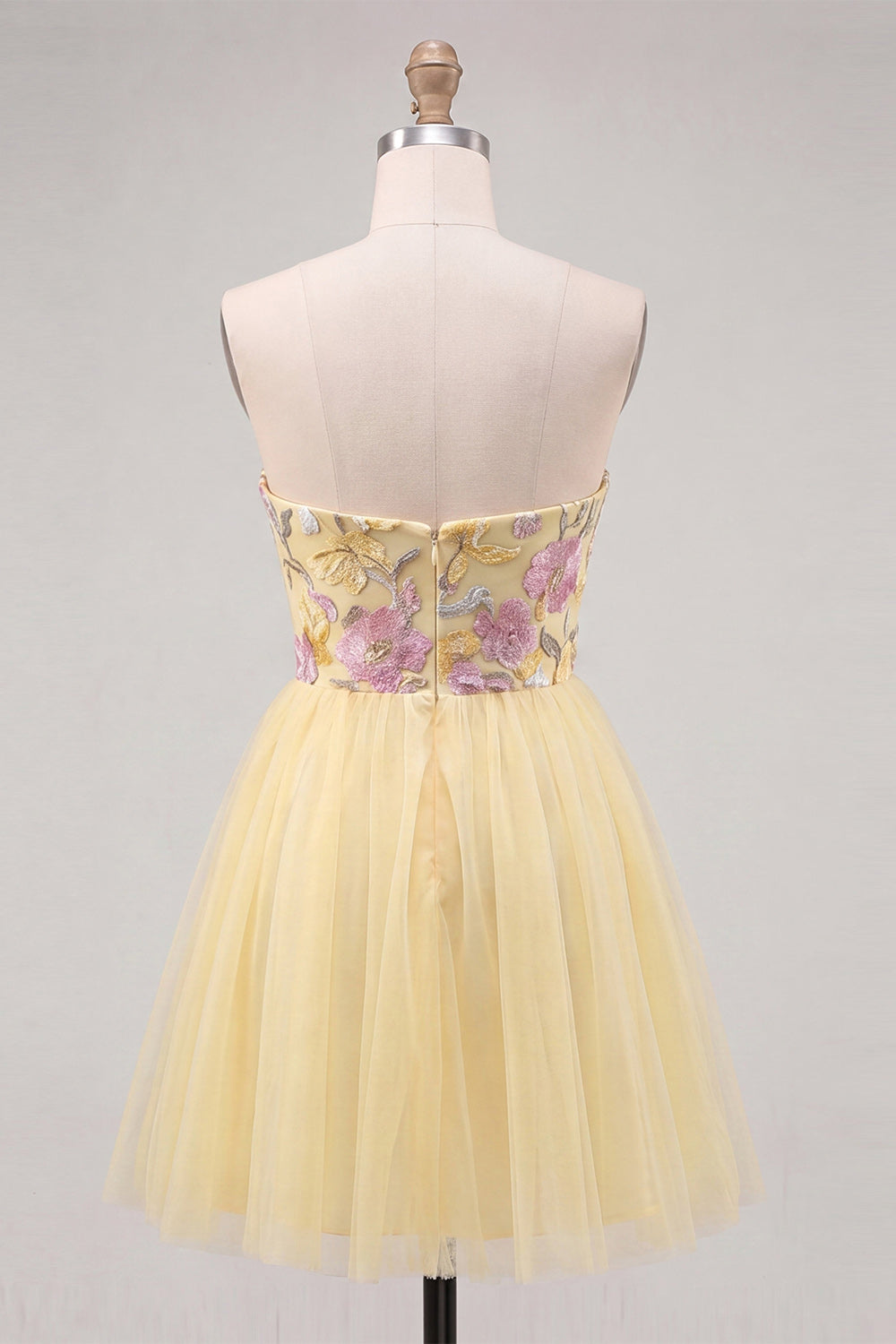 Floral Orange Tulle A-Line Short Homecoming Dress