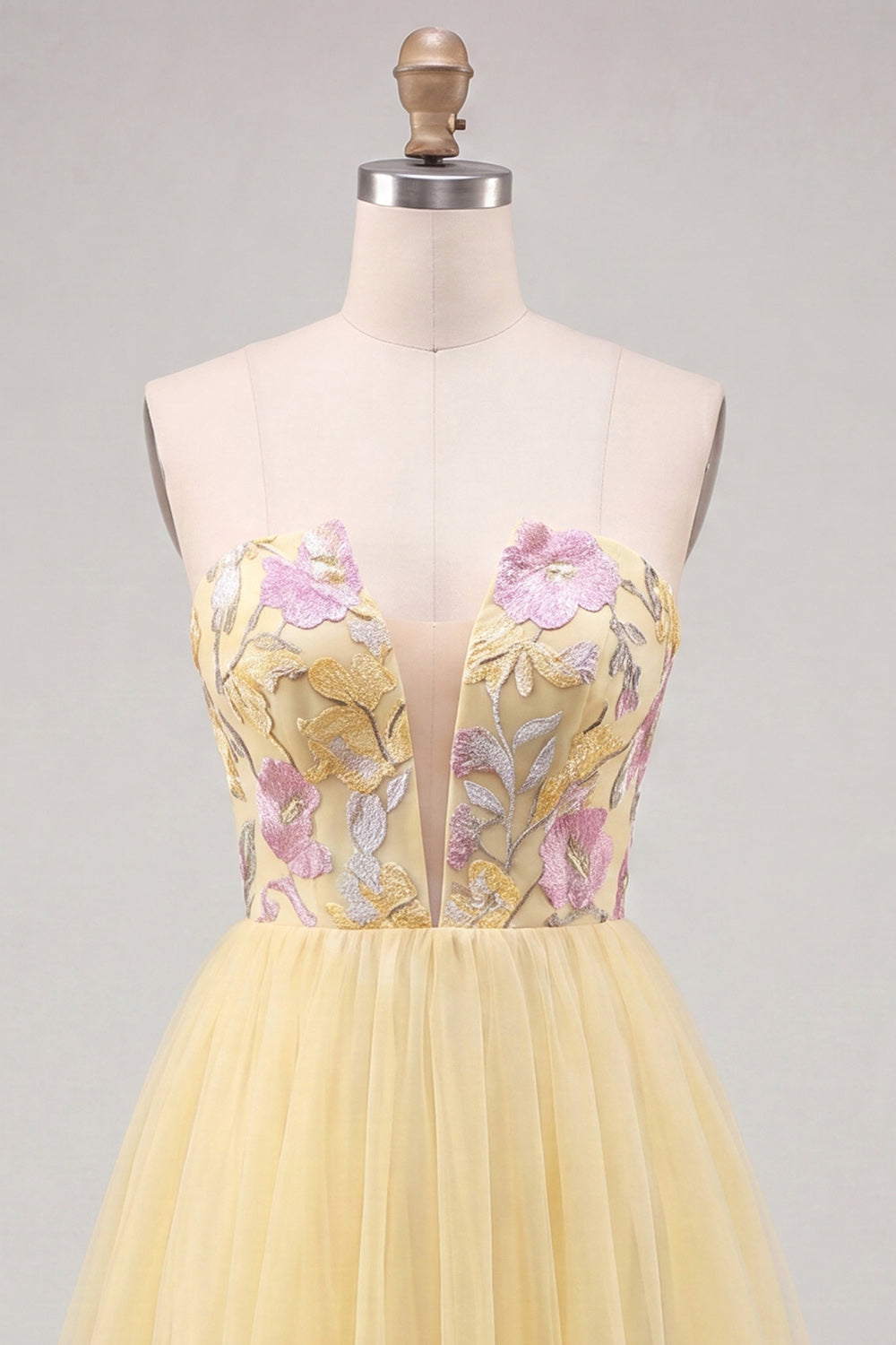 Floral Orange Tulle A-Line Short Homecoming Dress