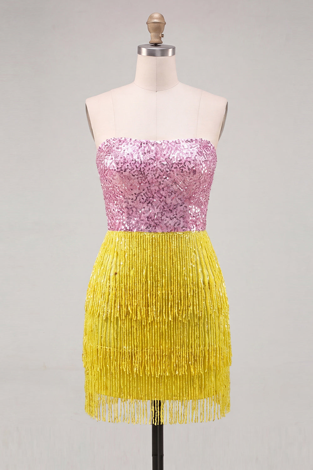 Sparkly Fuchsia Sequin Tight Short Homecoming Dress with Fringes