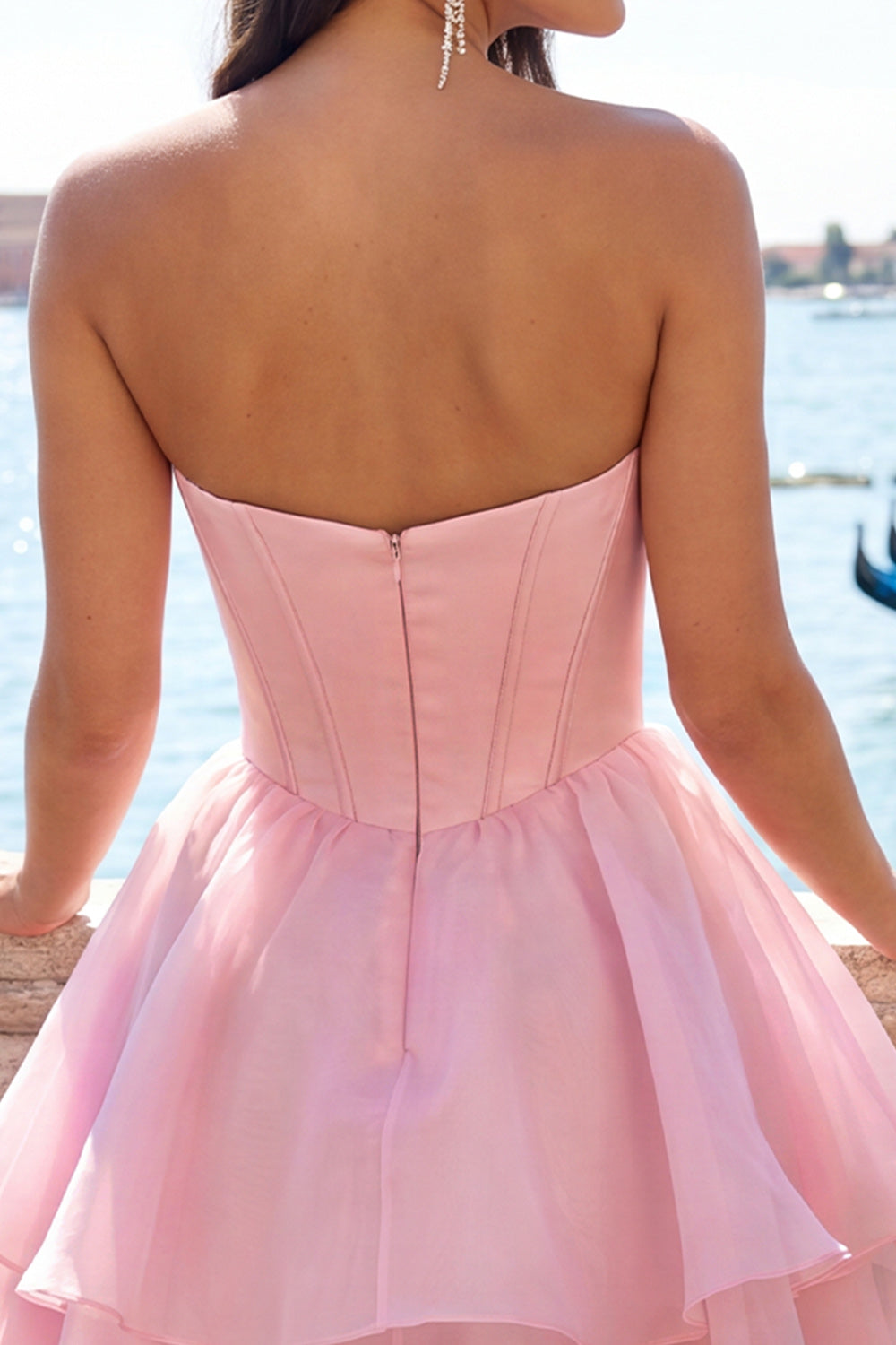 Red Corset Tiered Ruffled A-Line Short Homecoming Dress
