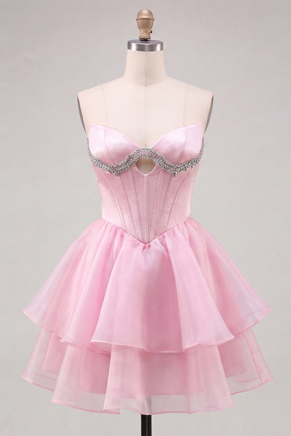 Red Corset Tiered Ruffled A-Line Short Homecoming Dress