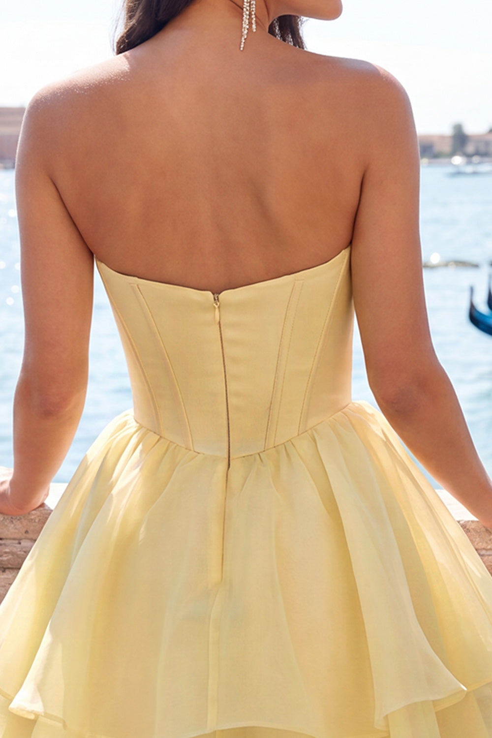 Red Corset Tiered Ruffled A-Line Short Homecoming Dress