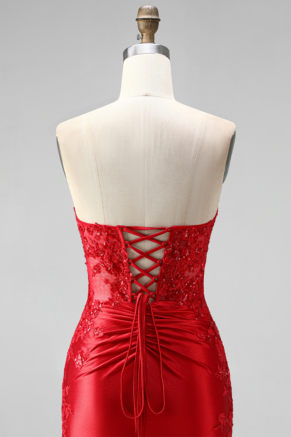 Red Beaded Ruched Tight Short Homecoming Dress with Slit