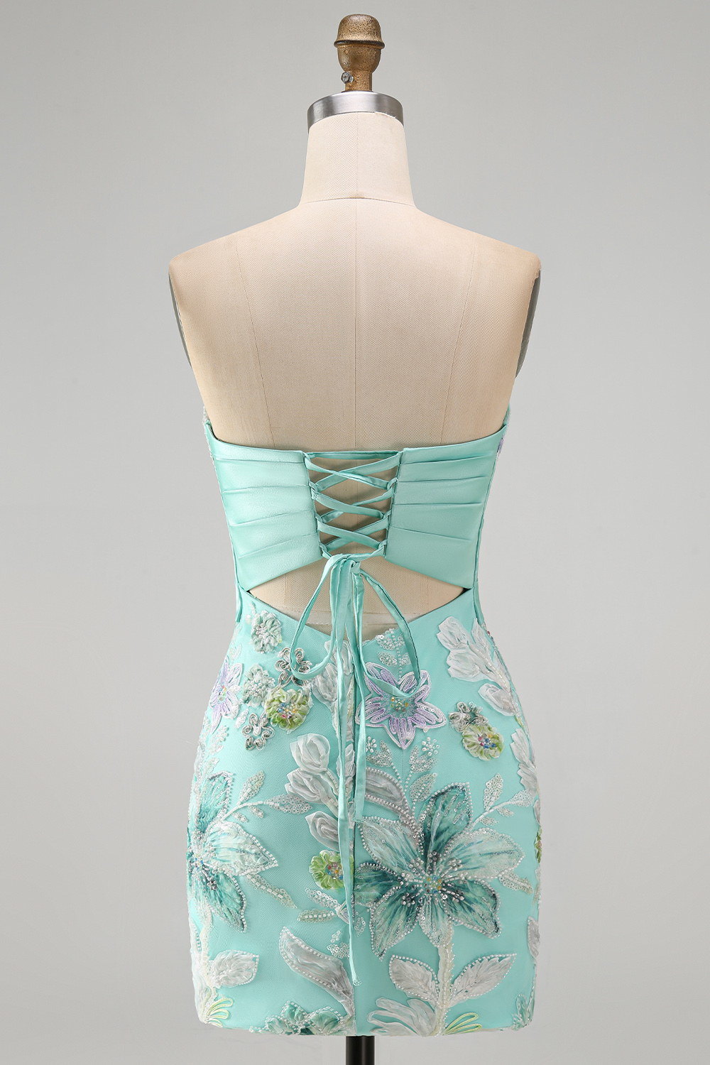 Floral Lilac Sequin Tight Short Homecoming Dress with Bow
