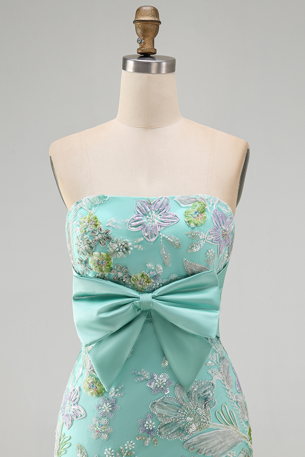 Floral Lilac Sequin Tight Short Homecoming Dress with Bow