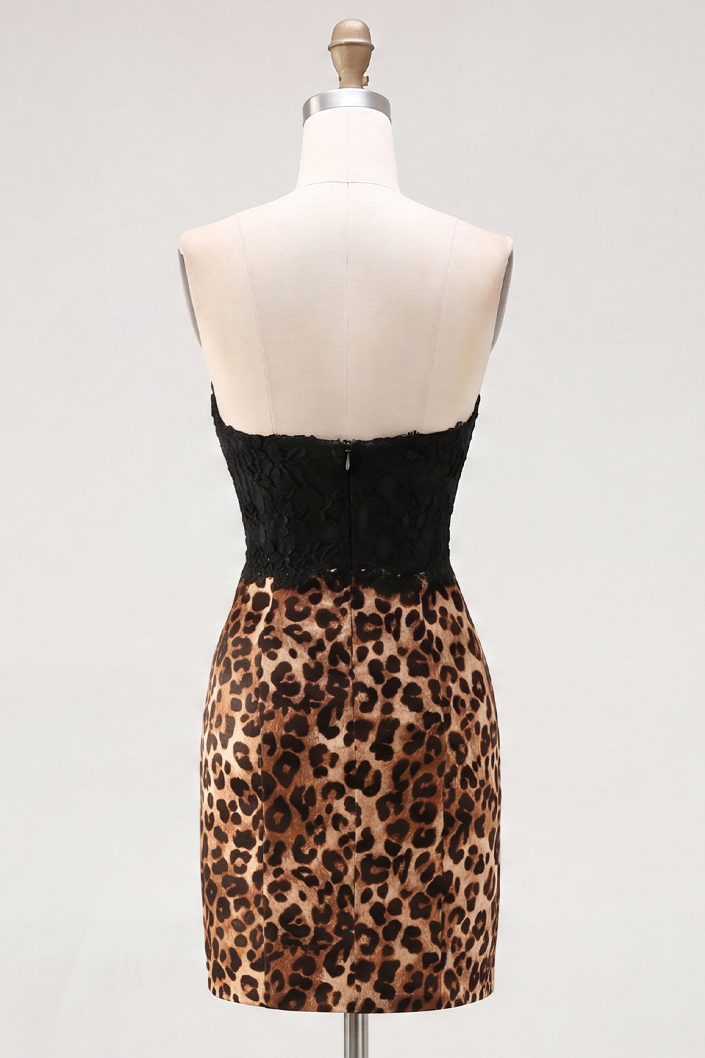 Black and Leopard Corset Short Tight Homecoming Dress with Bow