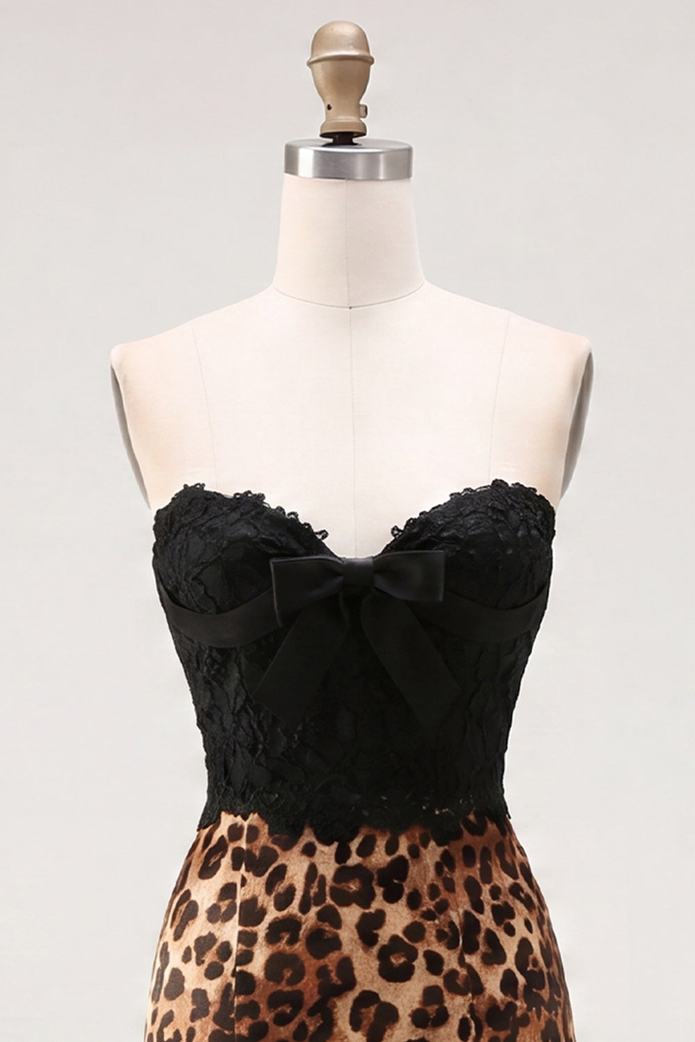 Black and Leopard Corset Short Tight Homecoming Dress with Bow