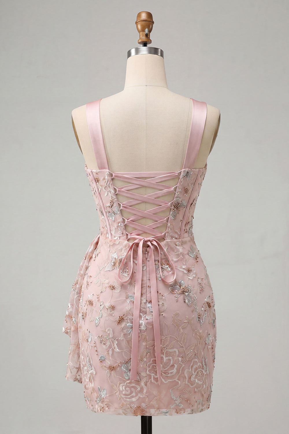 Floral Green Corset Ruched Tight Short Homecoming Dress with Beading