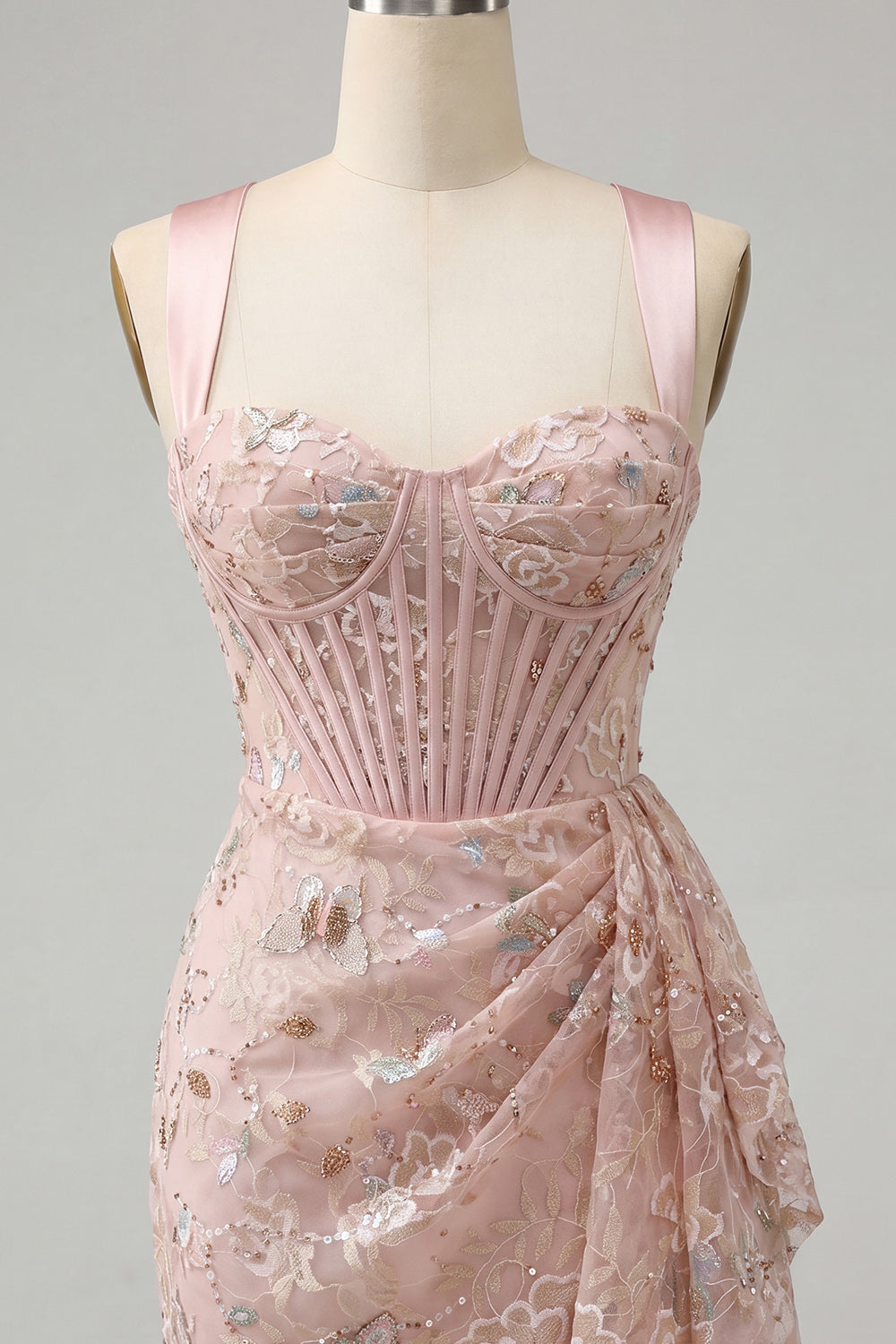Floral Green Corset Ruched Tight Short Homecoming Dress with Beading
