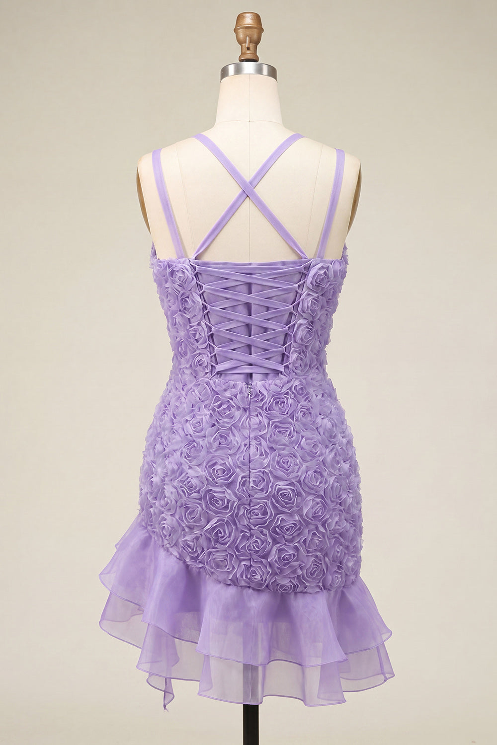 Hot Pink Ruffled Tight Short Homecoming Dress with 3D Flowers