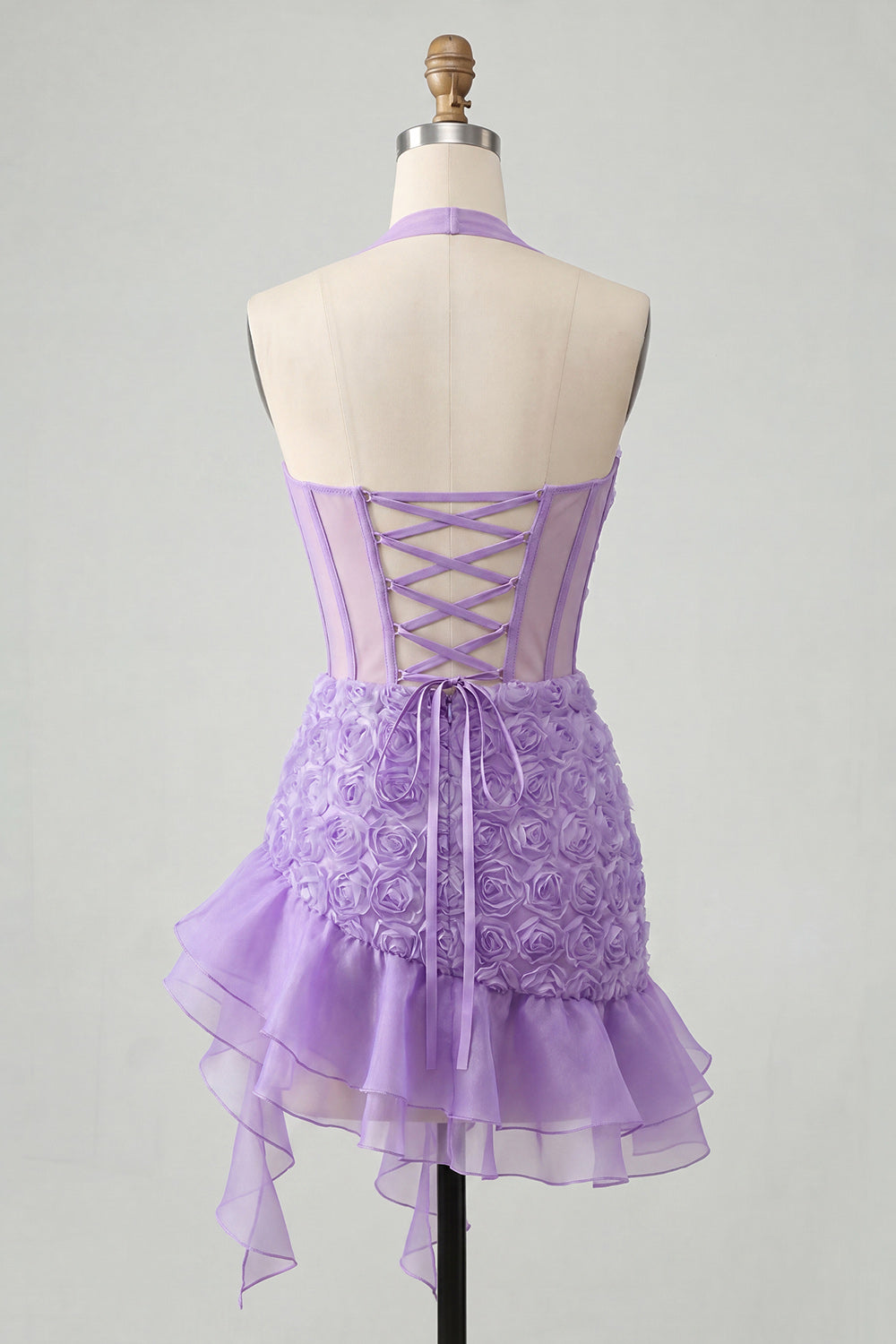 Floral Hot Pink Corset Ruffled Tight Short Homecoming Dress