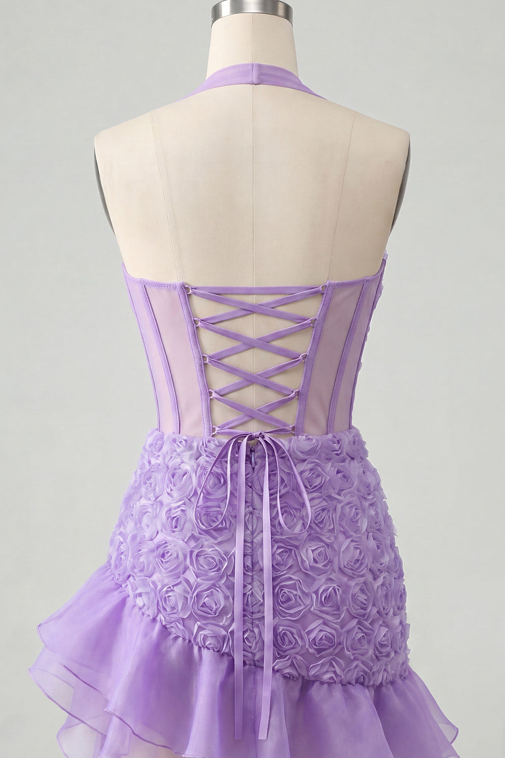 Floral Hot Pink Corset Ruffled Tight Short Homecoming Dress