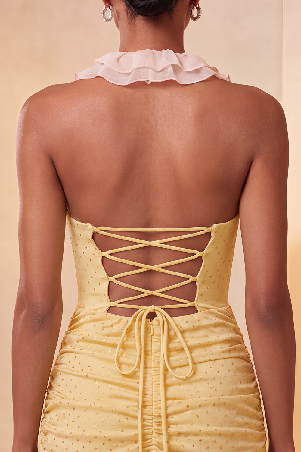 Glitter Purple Ruched Tight Short Homecoming Dress with Ruffles