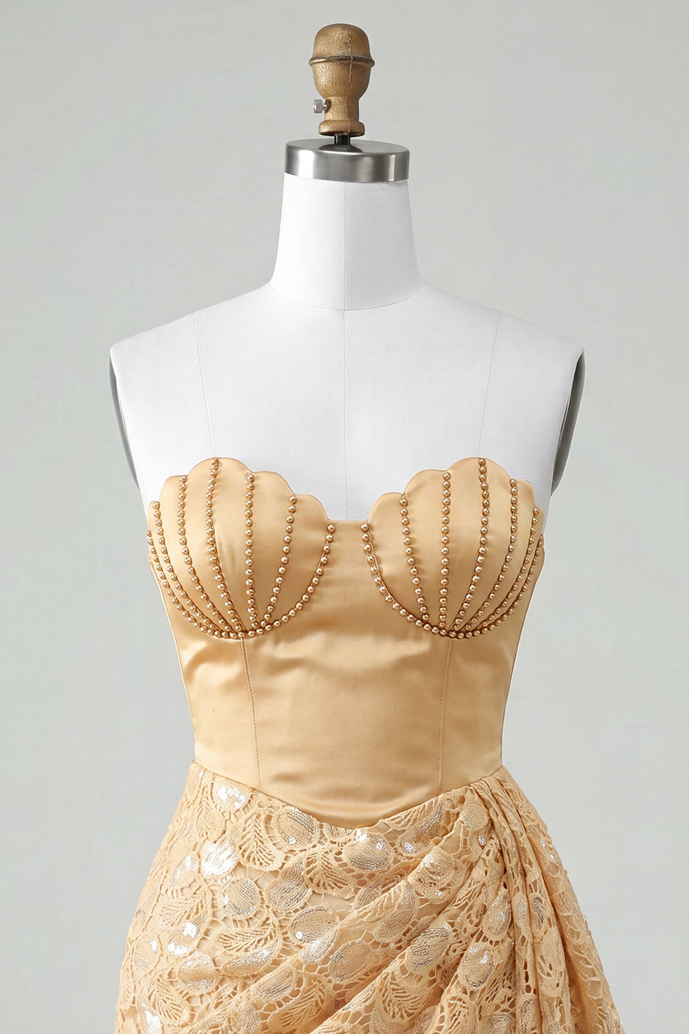 Light Yellow Lace Tight Ruched Short Homecoming Dress with Beading