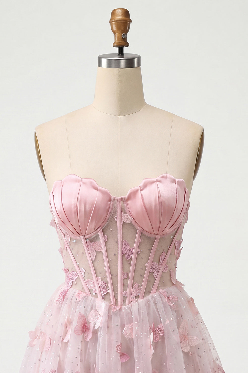 Sparkly Sky Blue Corset A-Line Short Homecoming Dress with 3D Butterflies