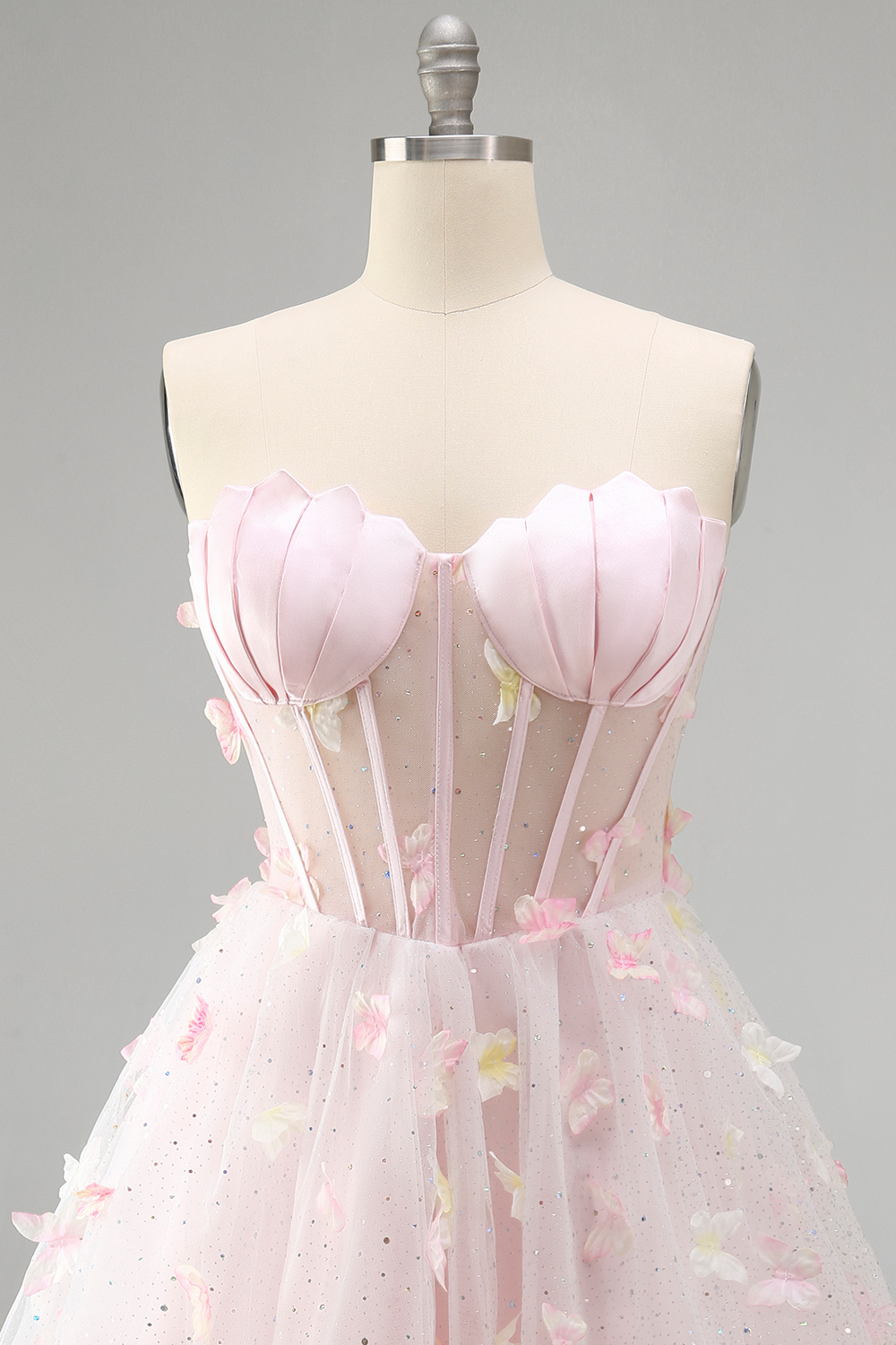 Sparkly Sky Blue Corset A-Line Short Homecoming Dress with 3D Butterflies