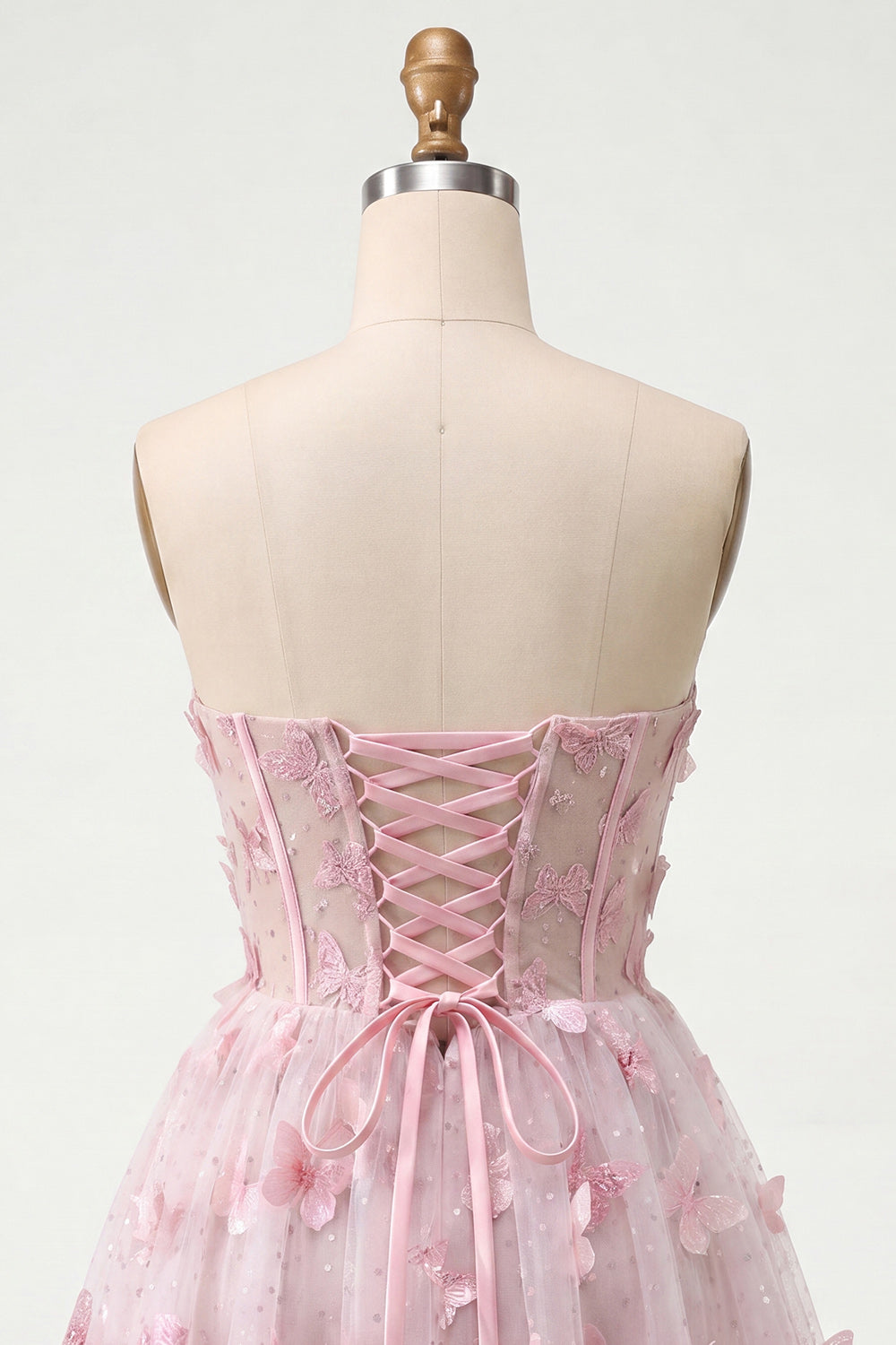 Sparkly Sky Blue Corset A-Line Short Homecoming Dress with 3D Butterflies