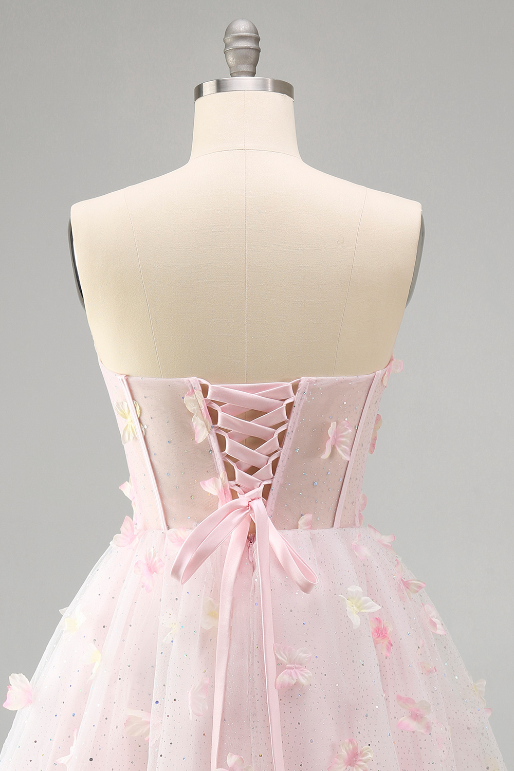 Sparkly Sky Blue Corset A-Line Short Homecoming Dress with 3D Butterflies