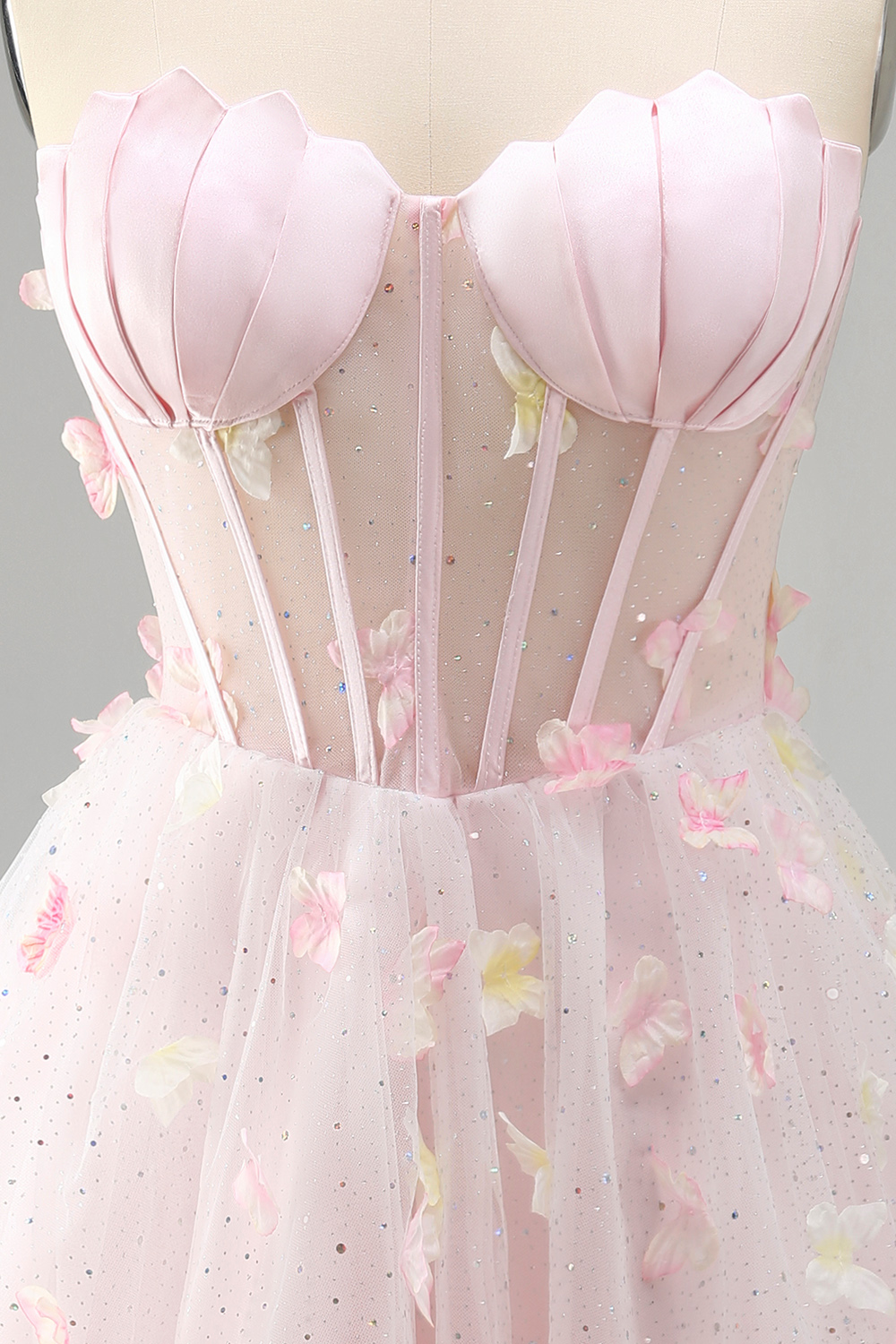 Sparkly Sky Blue Corset A-Line Short Homecoming Dress with 3D Butterflies