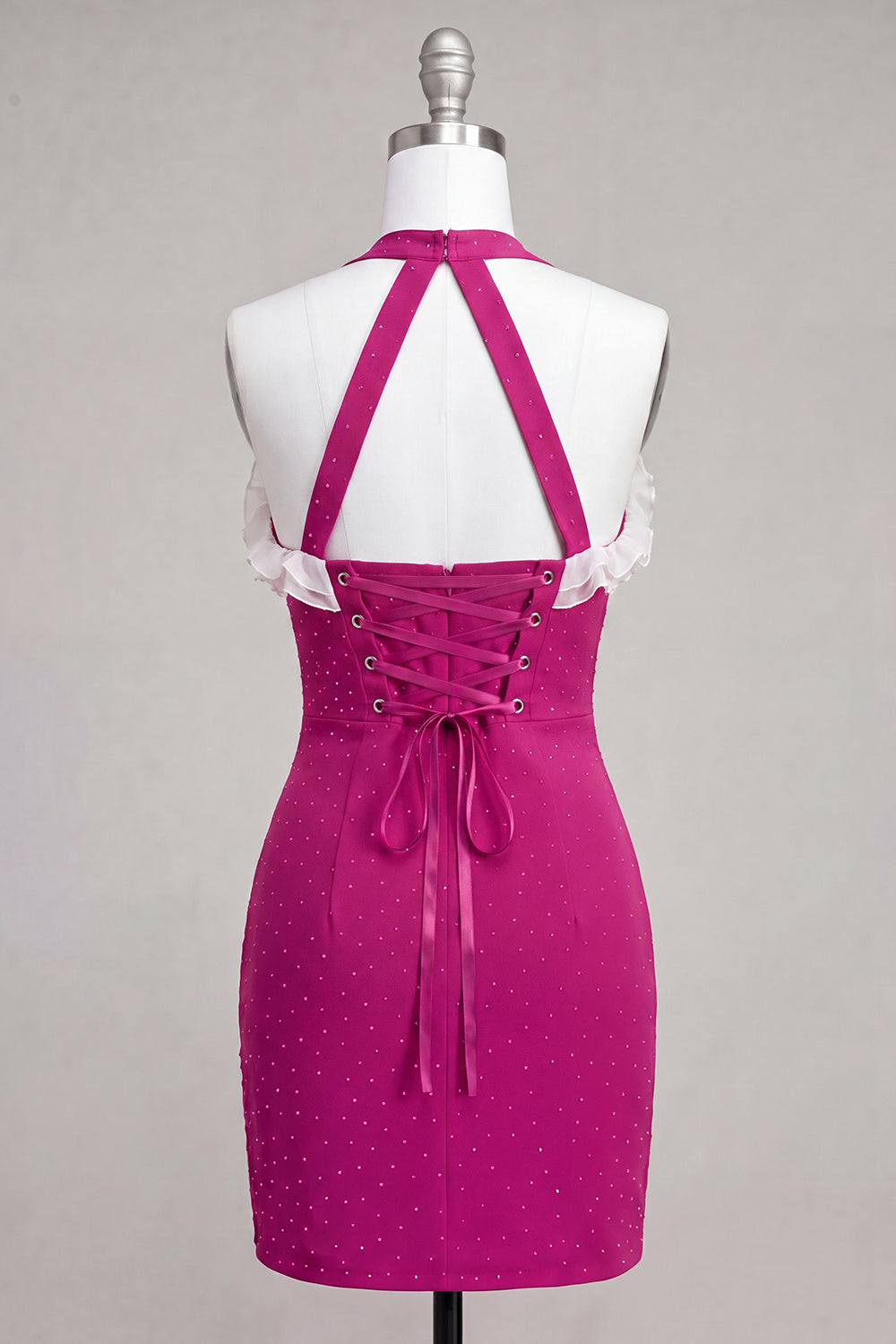 Sparkly Purple Beaded Tight Short Homecoming Dress with Ruffles