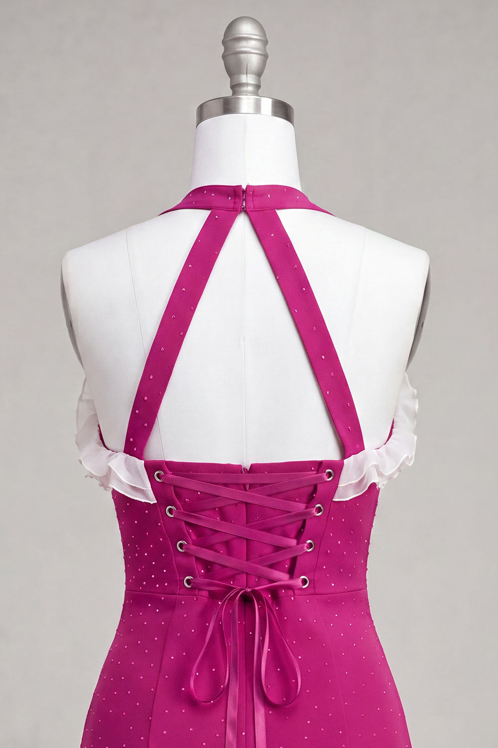 Sparkly Purple Beaded Tight Short Homecoming Dress with Ruffles