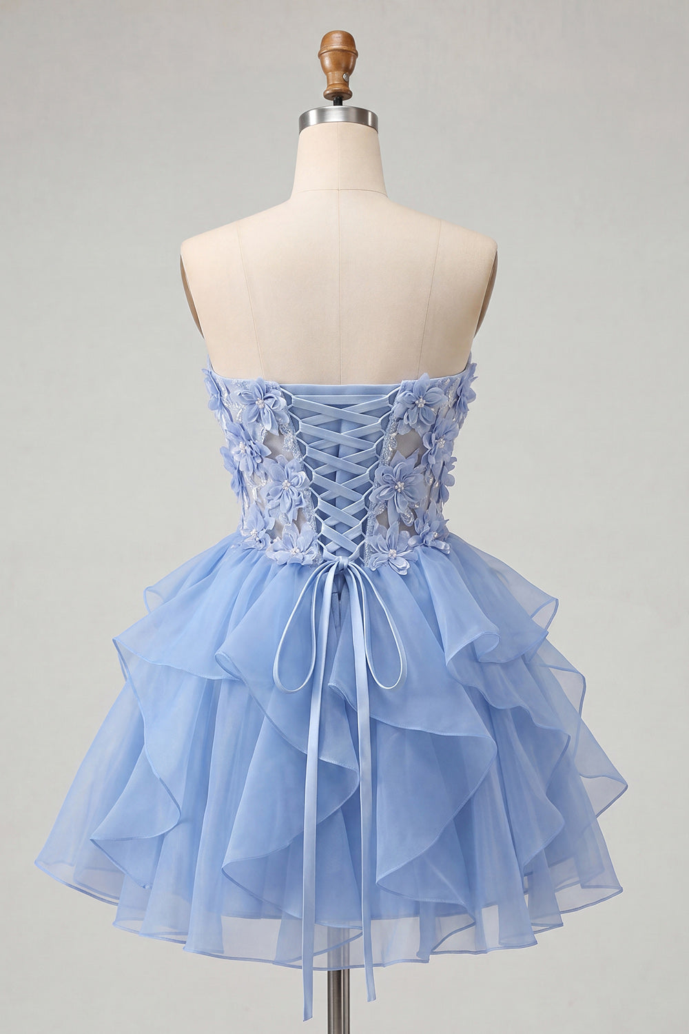 Floral Sage Green Corset Ruffled Short Homcoming Dress