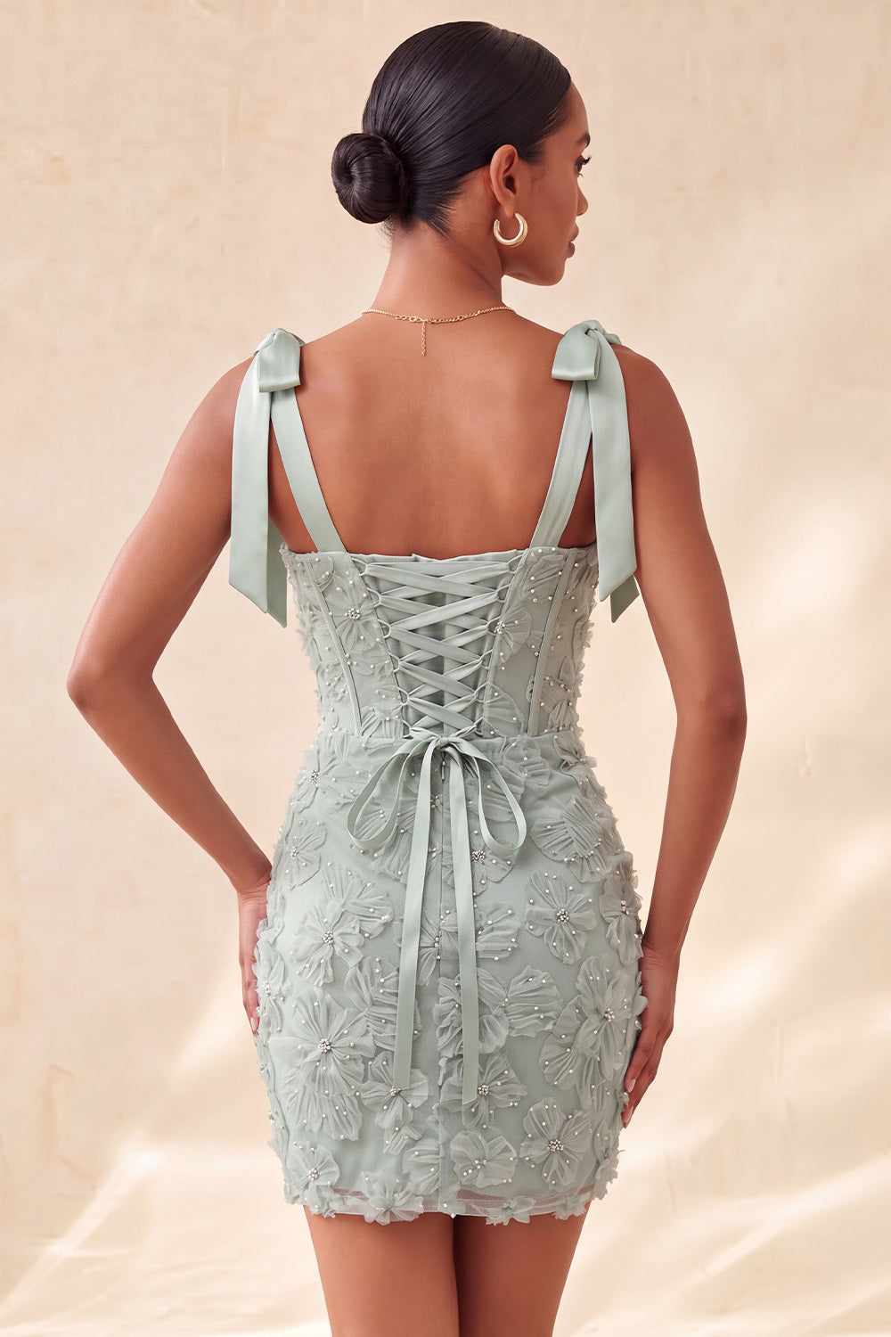 Floral Lilac Corset Beaded Tight Short Homecoming Dress