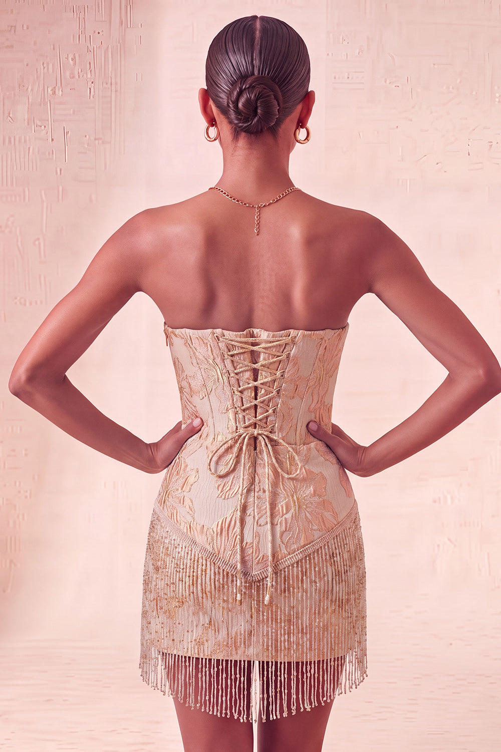 Light Blue Jacquard Tight Short Corset Homecoming Dress with Fringes