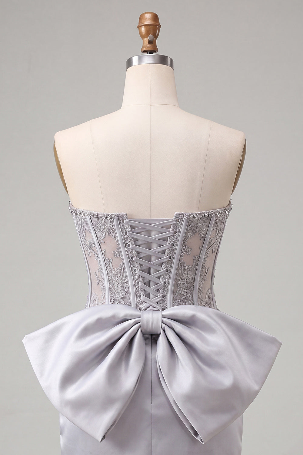 Fuchsia Satin Appliqued Tight Short Corset Homecoming Dress with Bow