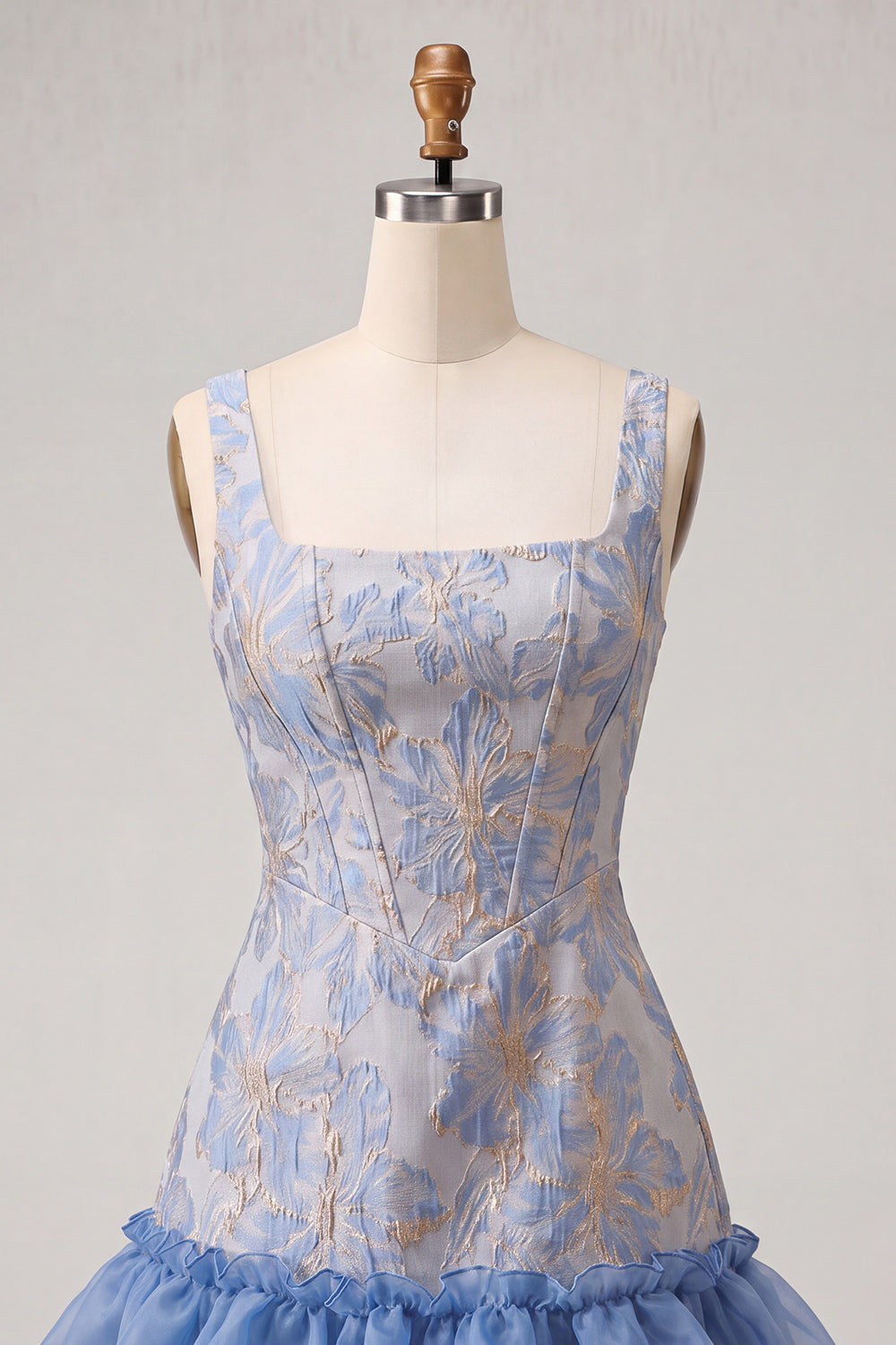 Champagne Jacquard Corset Ruffled A-Line Short Homecoming Dress