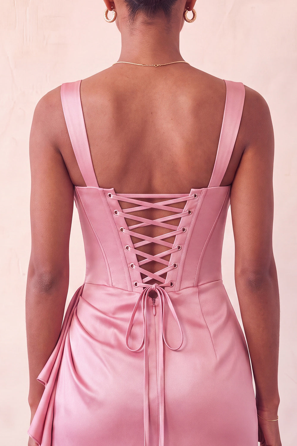 Champagne Satin Beaded Tight Short Corset Homecoming Dress with Sash