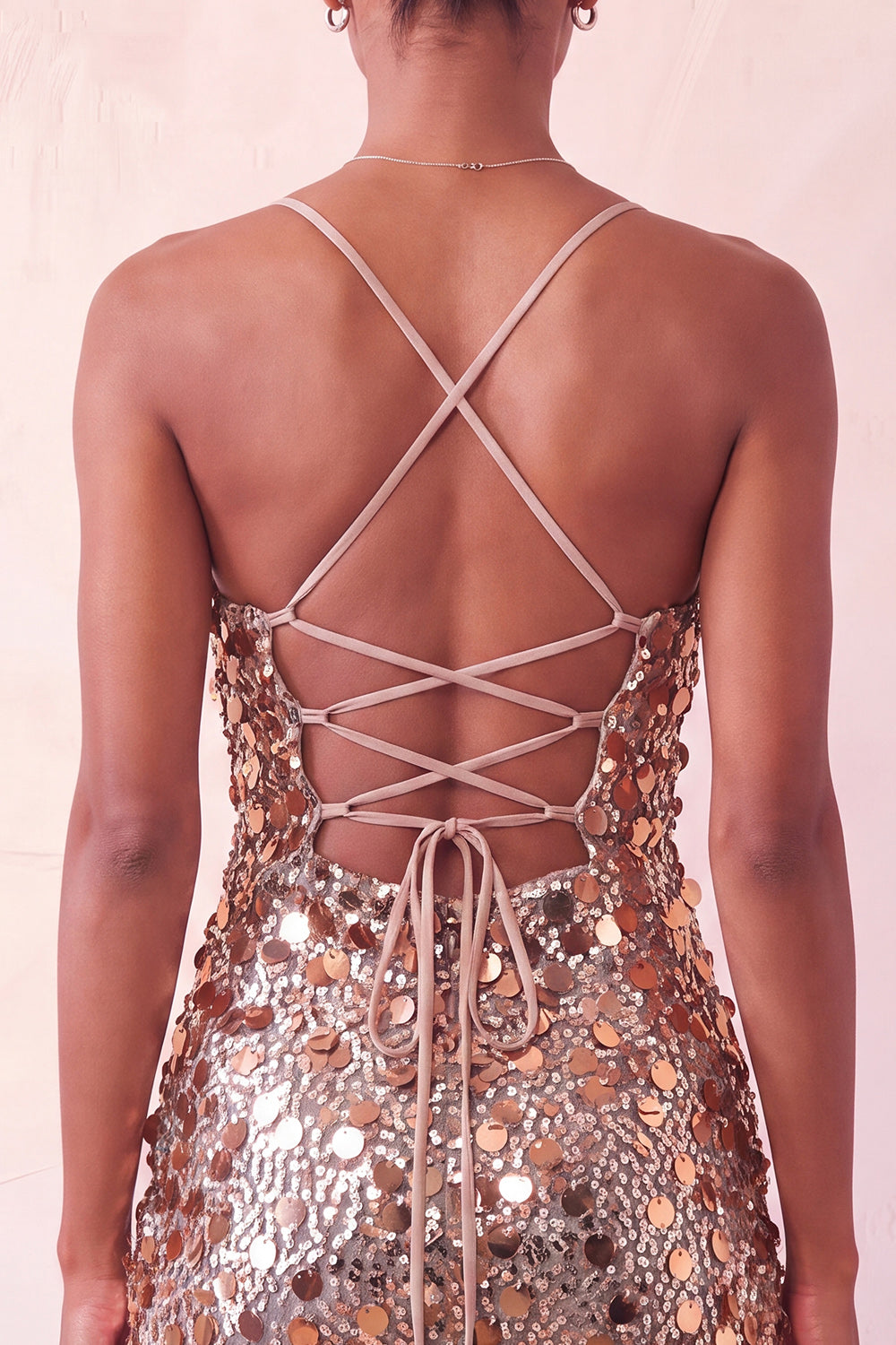 Sparkly Champagne Sequin Spaghetti Straps Tight Short Homecoming Dress