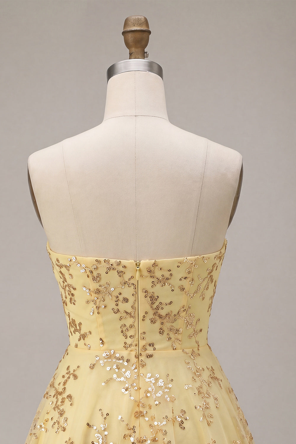 Corset Yellow Sparkly A-Line Sequin Short Homecoming Dress