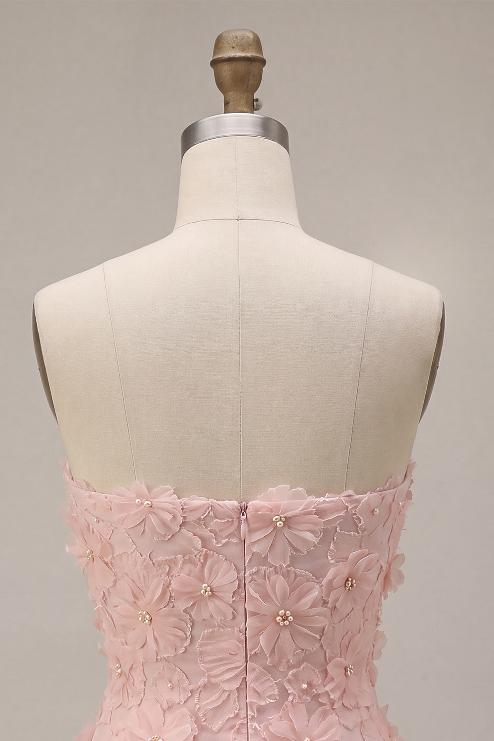 Beaded Floral Pink A-Line Short Homecoming Dress