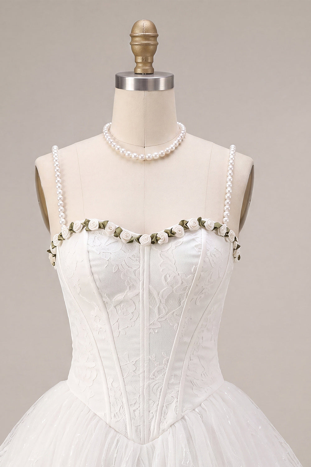 White Lace Corset Short A-Line Homecoming Dress with 3D Flowers